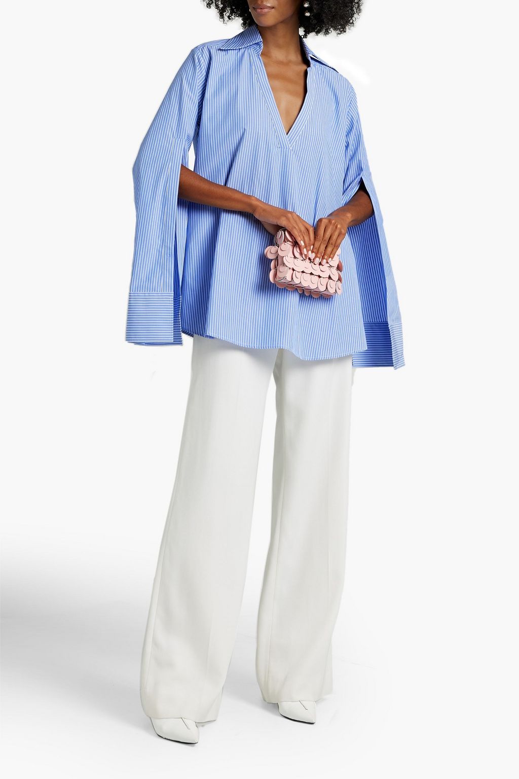 PALMER//HARDING Striped cotton-poplin blouse