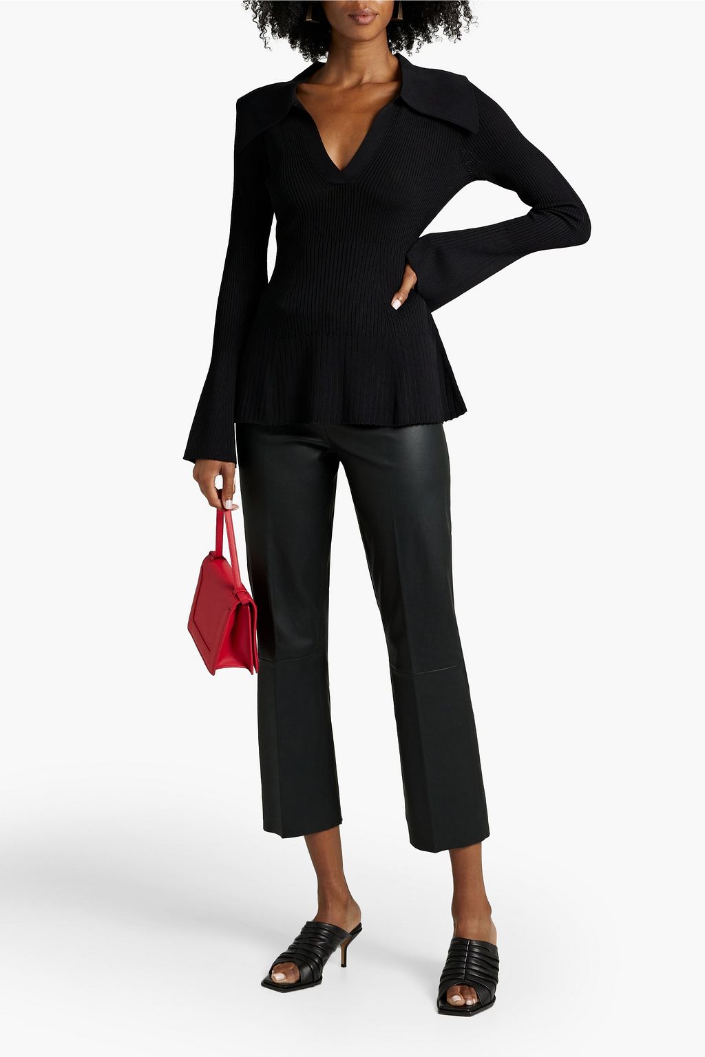 PALMER//HARDING Fracture ribbed-knit top