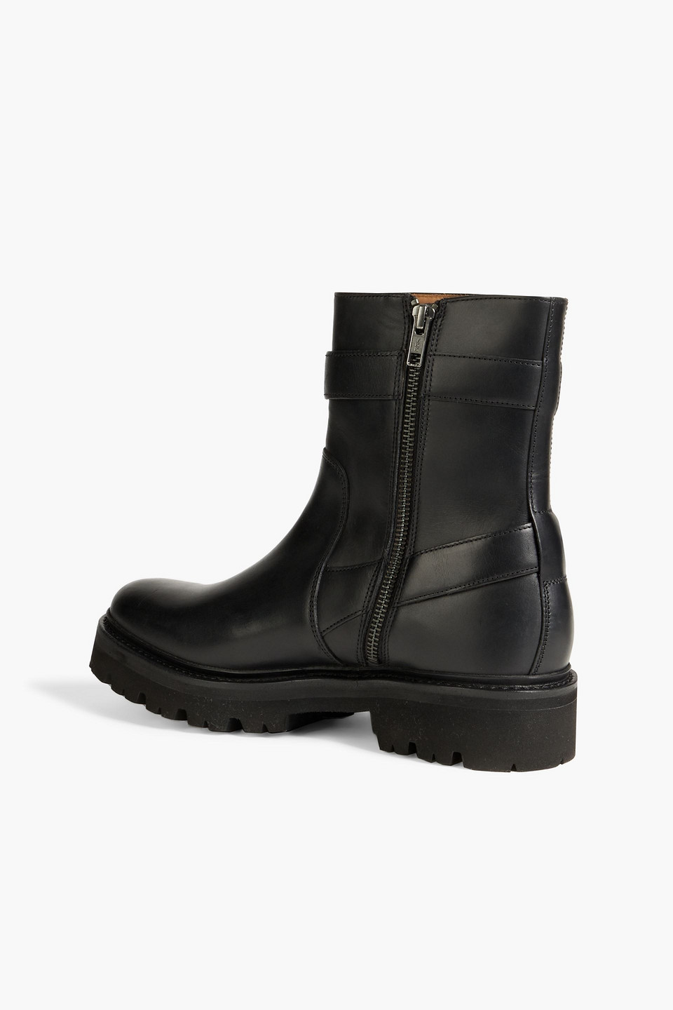 Shop Grenson Natasha Buckled Leather Ankle Boots In Black