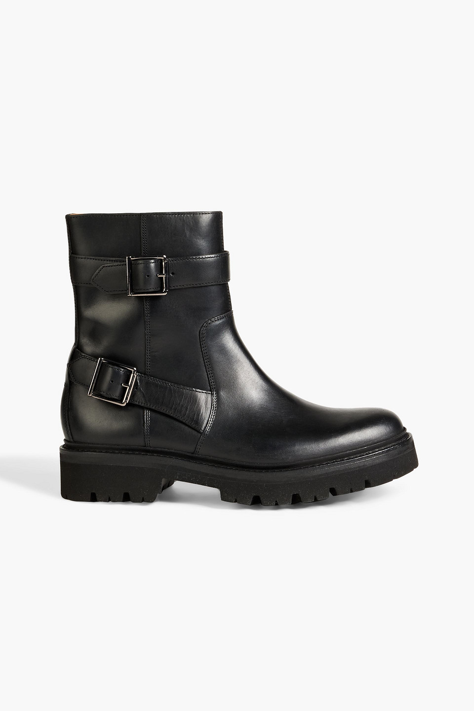 Grenson Natasha Buckled Leather Ankle Boots In Black