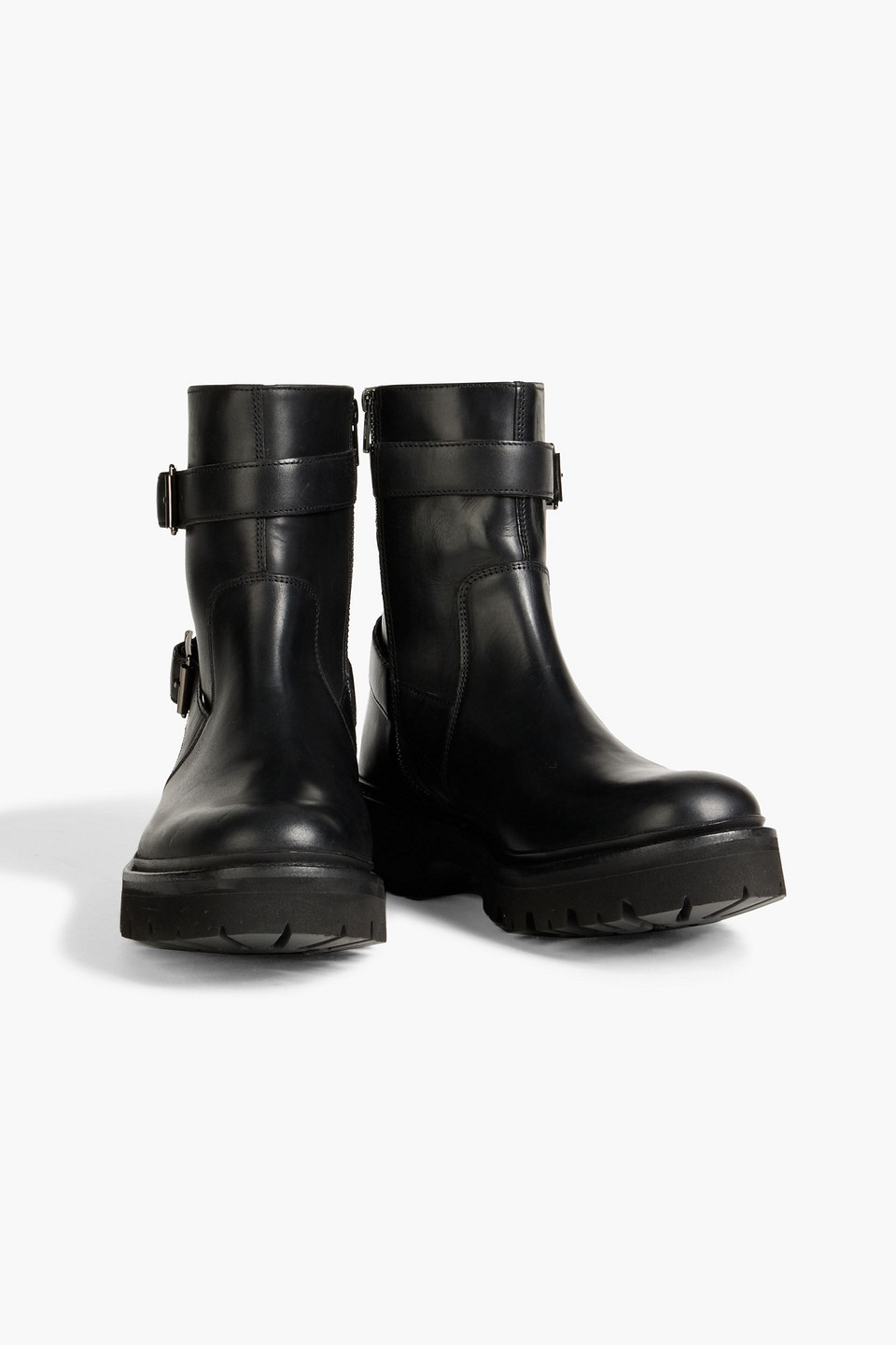 Shop Grenson Natasha Buckled Leather Ankle Boots In Black