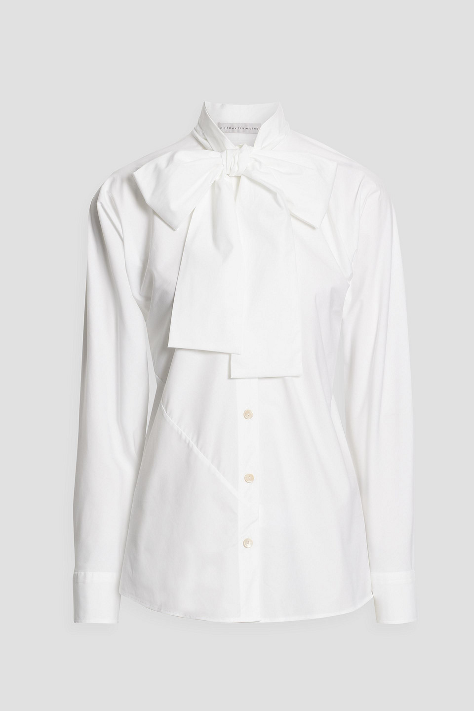 Palmer Harding Pussy-bow Cotton-blend Poplin Blouse In White