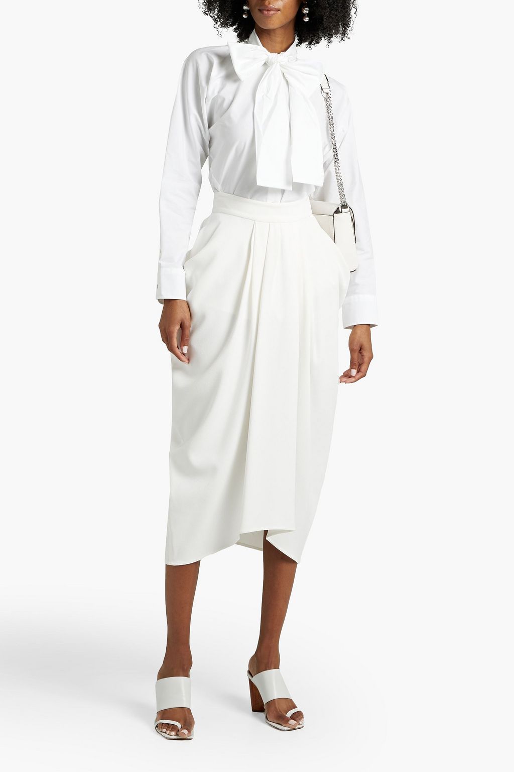 PALMER//HARDING Pussy-bow cotton-blend poplin blouse
