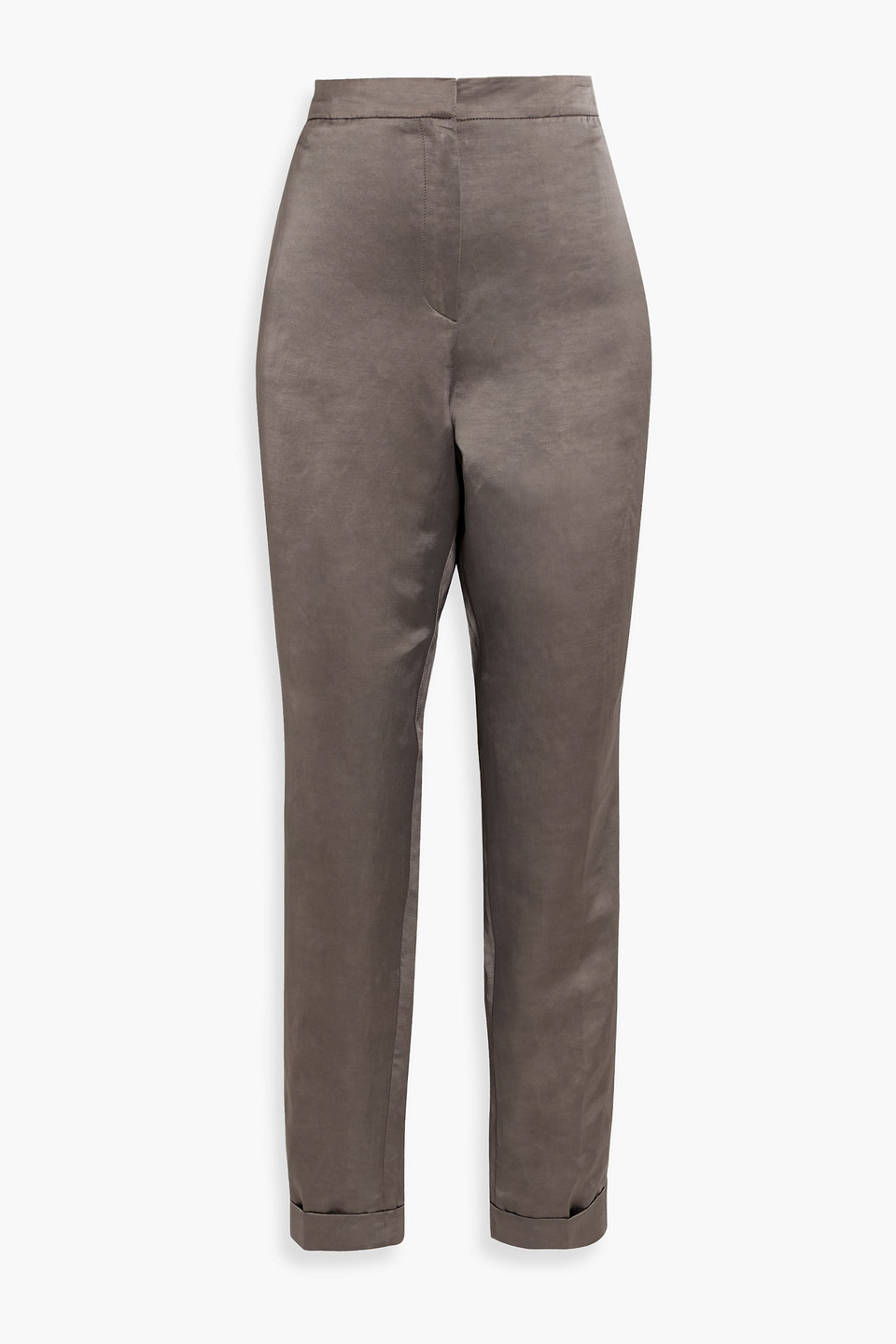 Fabiana Filippi Cropped Slub Woven Tapered Pants In Anthracite