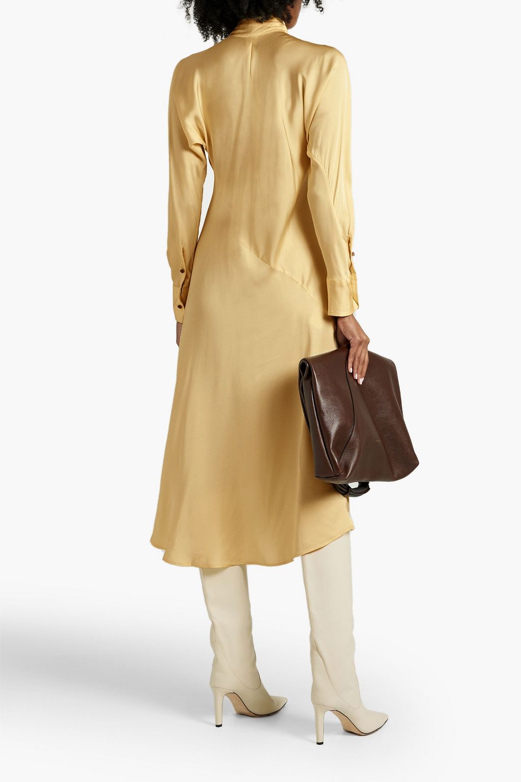 PALMER//HARDING Tie-neck asymmetric satin midi dress