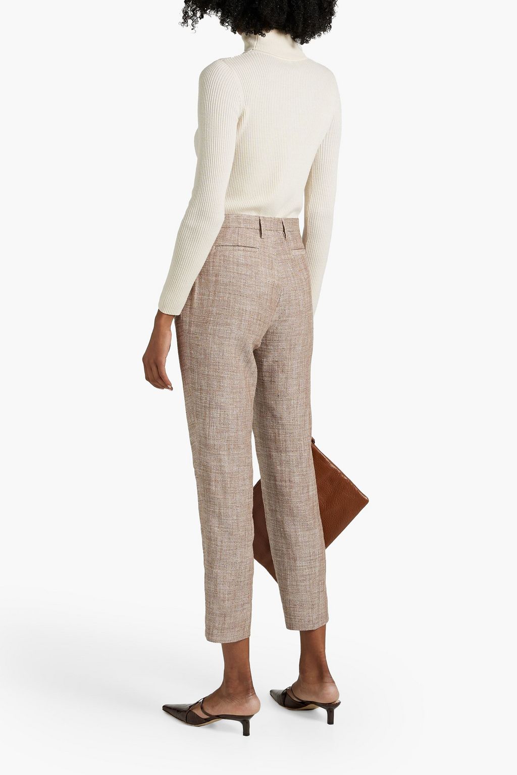 FABIANA FILIPPI Cropped bead-embellished woven tapered pants