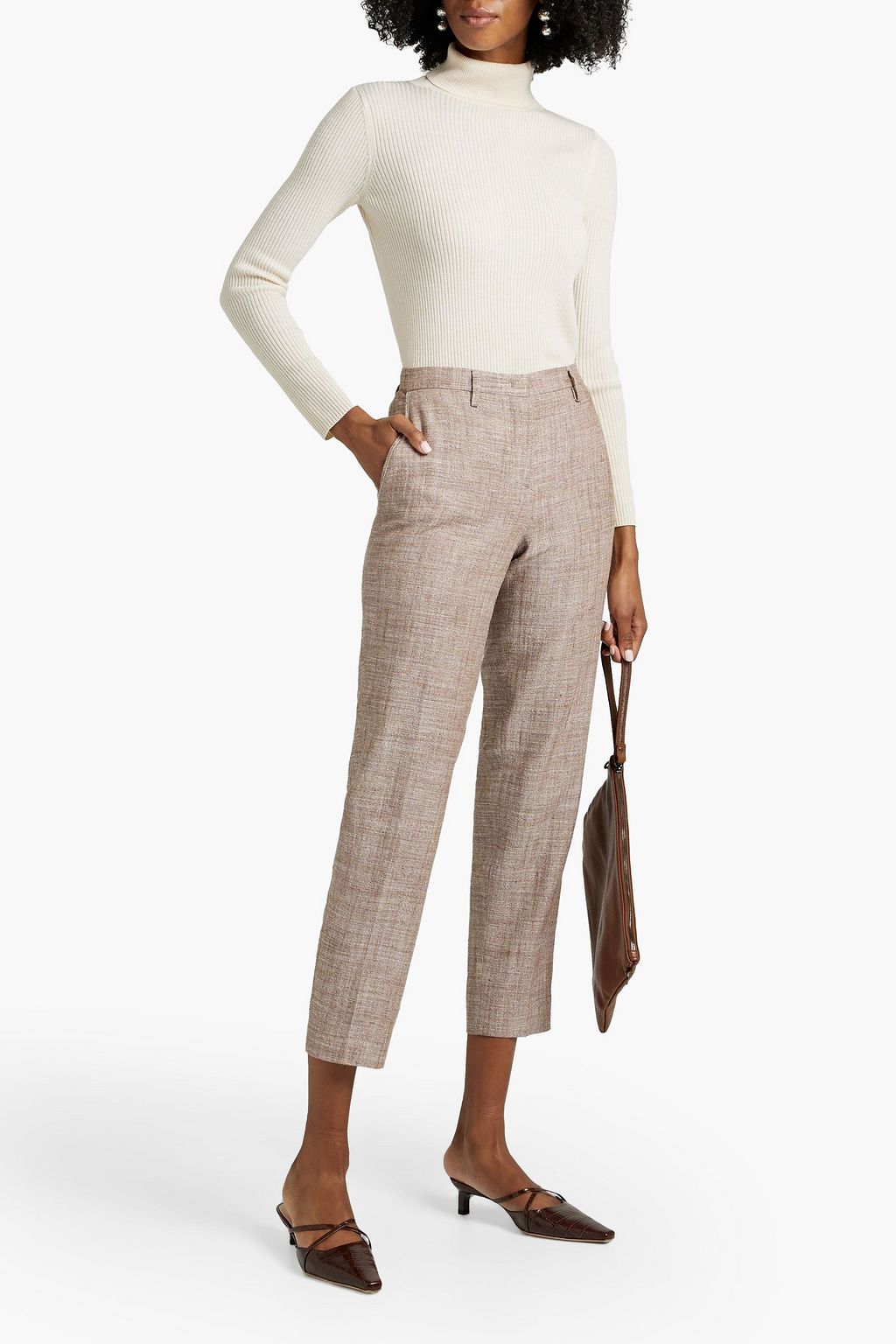 FABIANA FILIPPI Cropped bead-embellished woven tapered pants