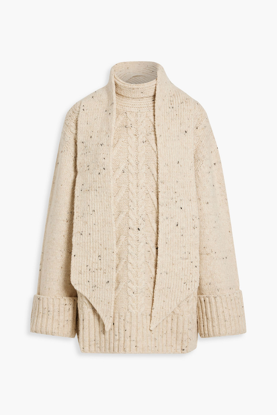 Ganni Donegal Cable-knit Sweater In Ecru