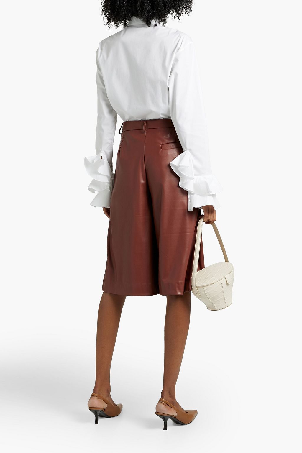 PALMER//HARDING Flourish Flounce ruffled cotton-blend poplin shirt