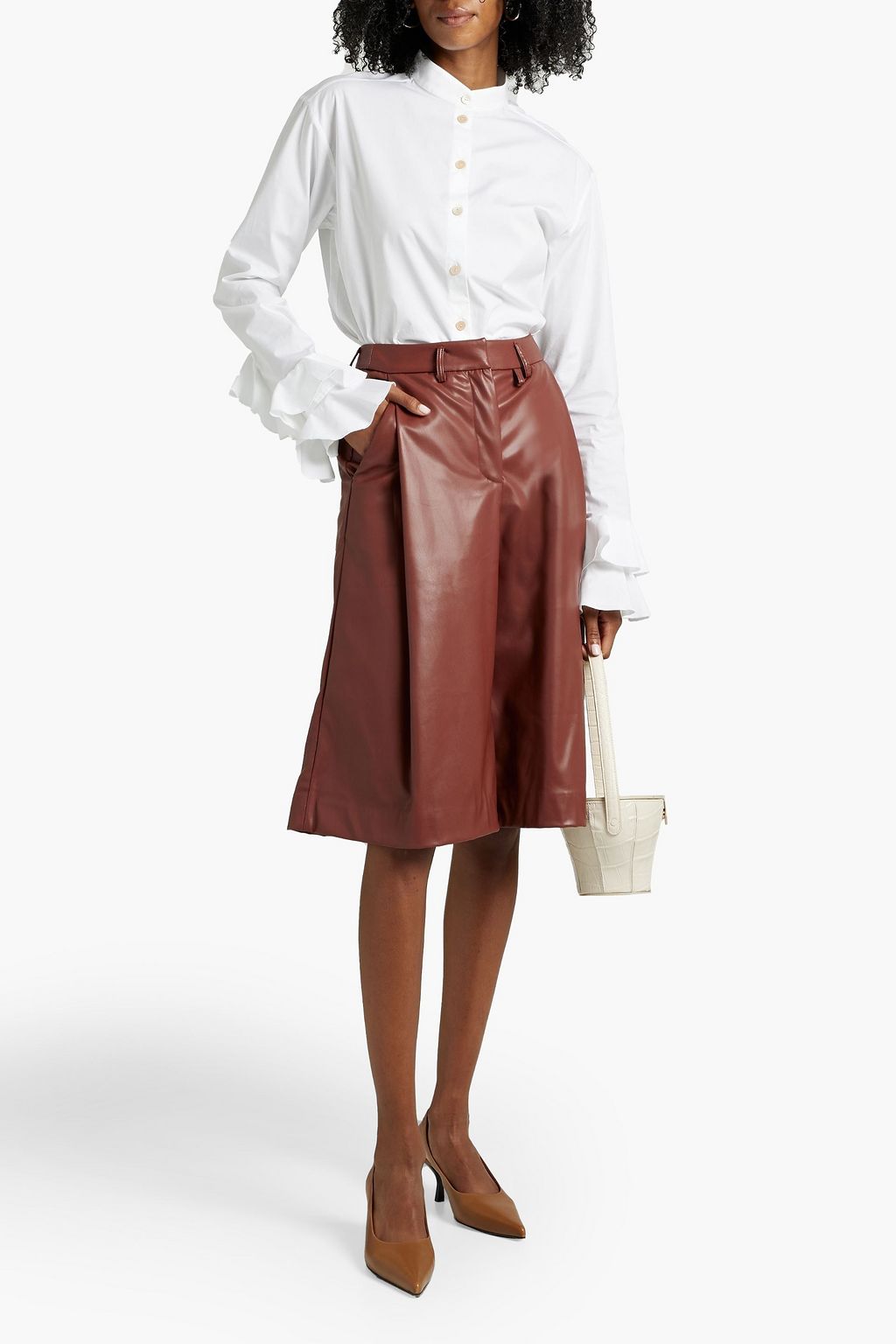 PALMER//HARDING Flourish Flounce ruffled cotton-blend poplin shirt