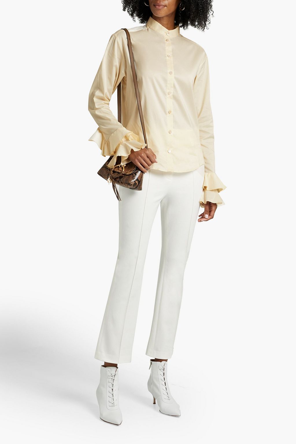 PALMER//HARDING Flourish Flounce ruffled cotton-blend poplin shirt