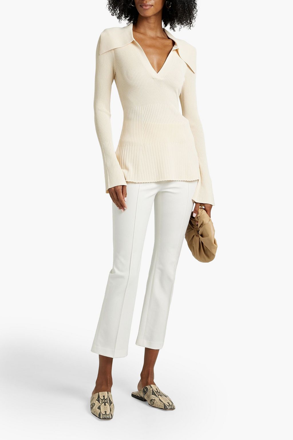 PALMER//HARDING Fracture ribbed-knit top