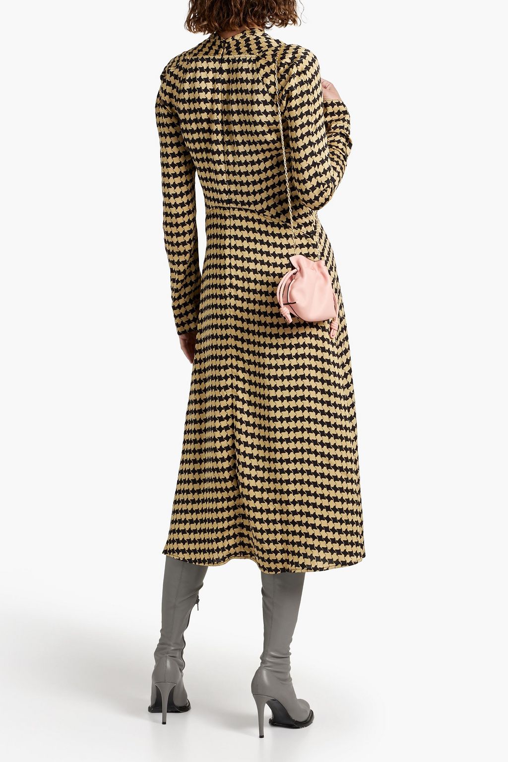 VICTORIA BECKHAM Pleated printed satin midi dress