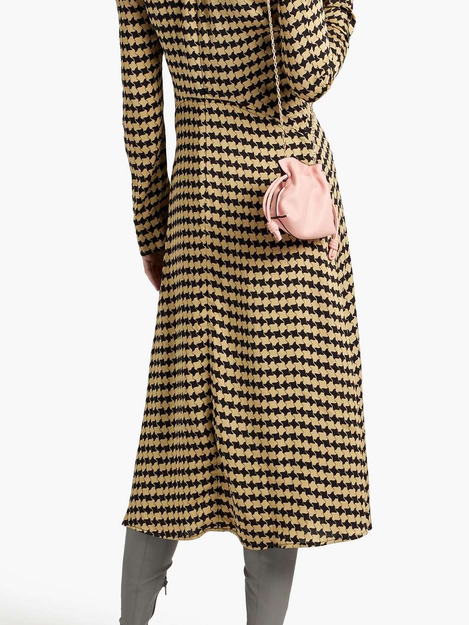 pleated printed satin midi dress