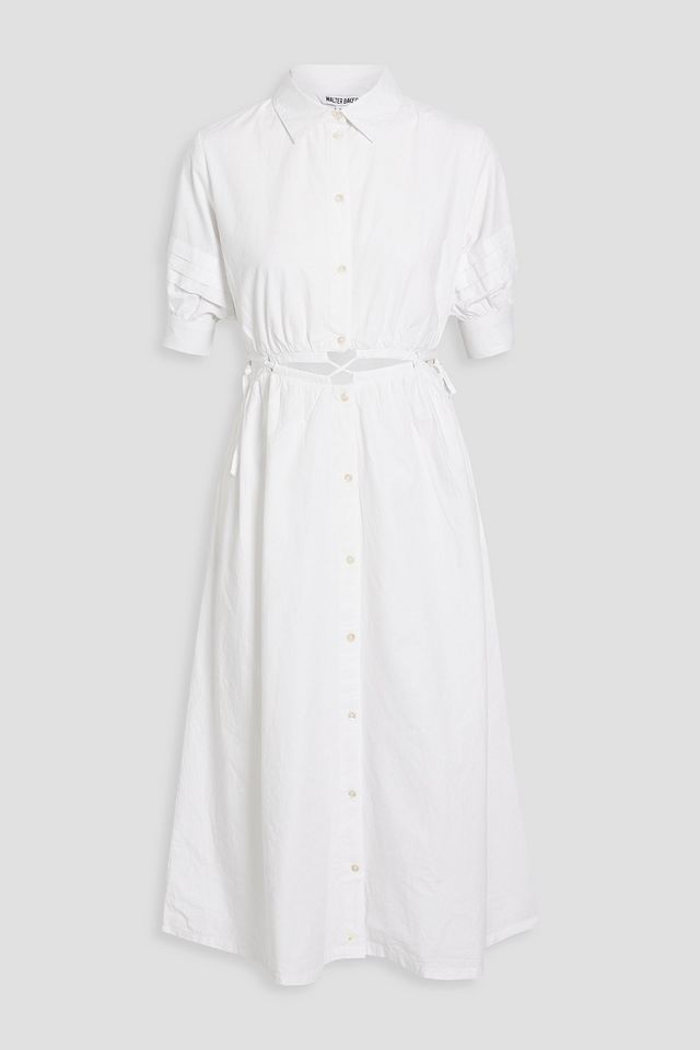 Merla cutout pleated cotton midi dress