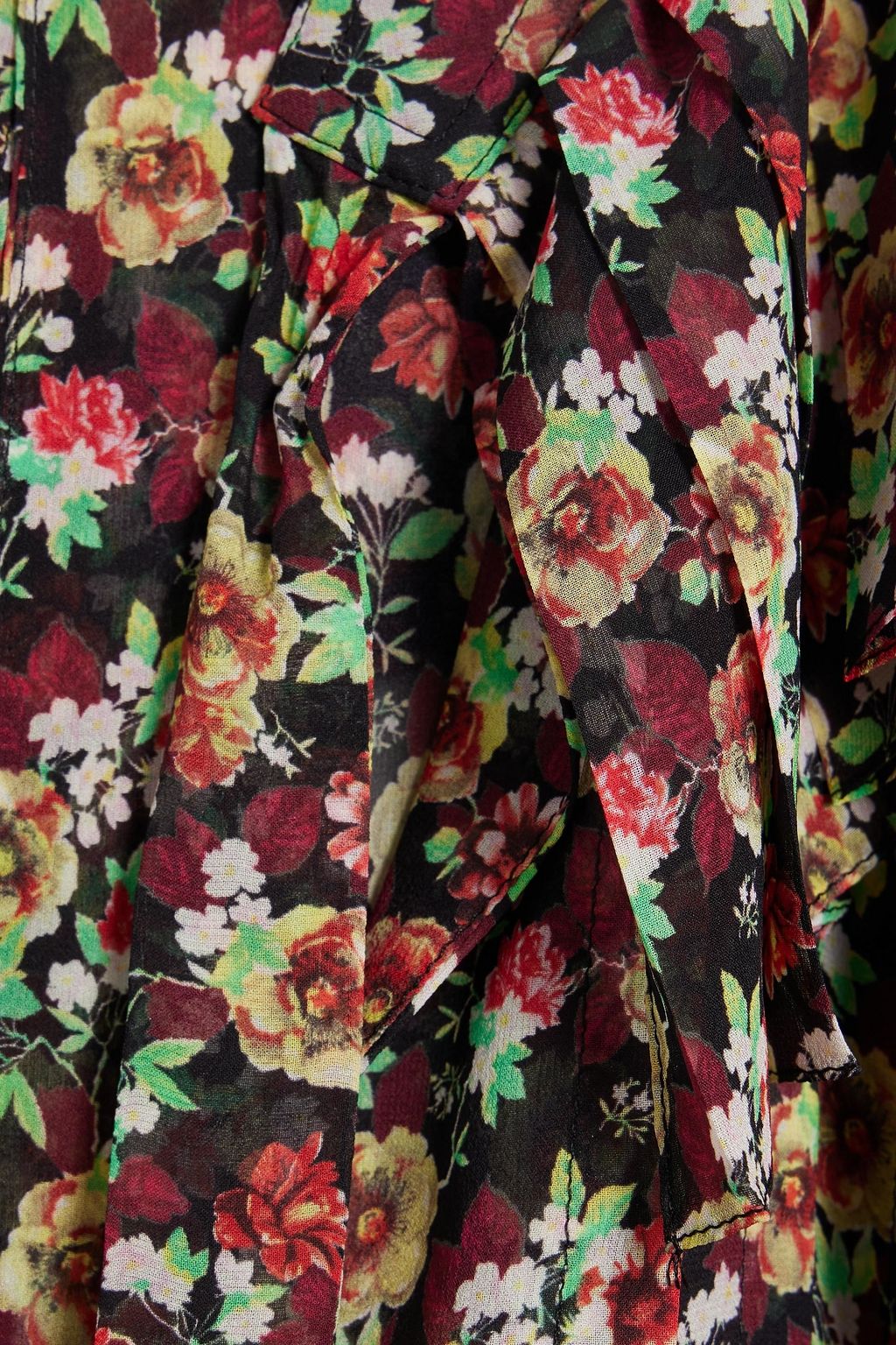 VICTORIA BECKHAM Pleated floral-print silk-chiffon midi dress