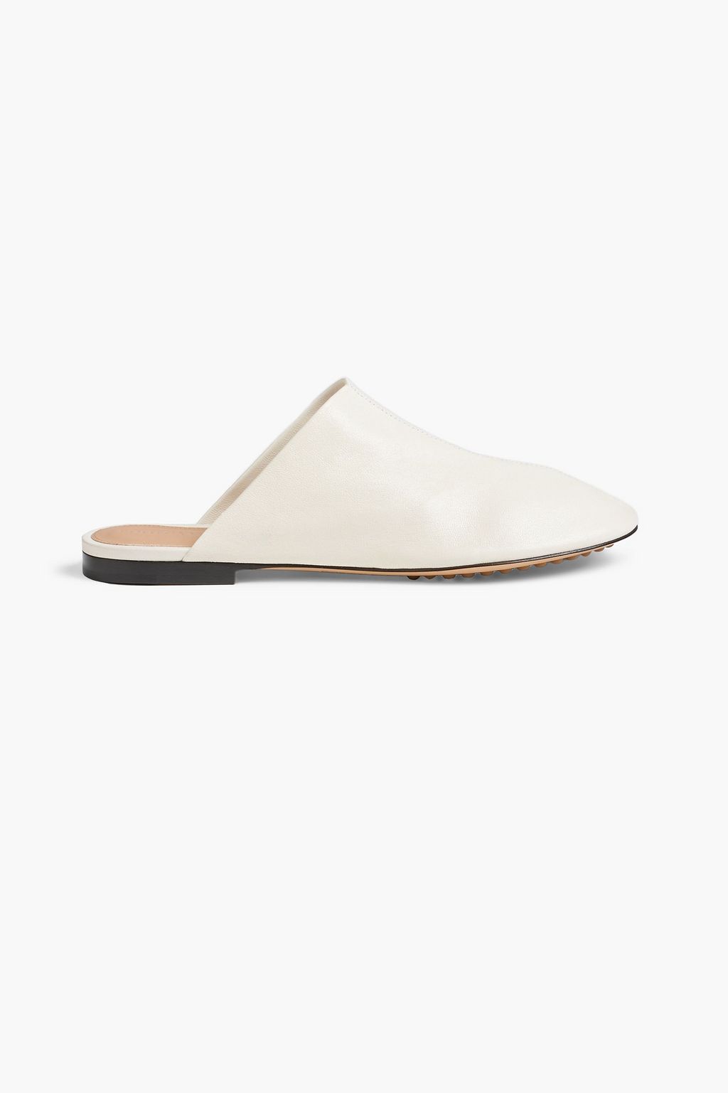 BOTTEGA VENETA Dot glossed pebbled-leather slippers | THE OUTNET