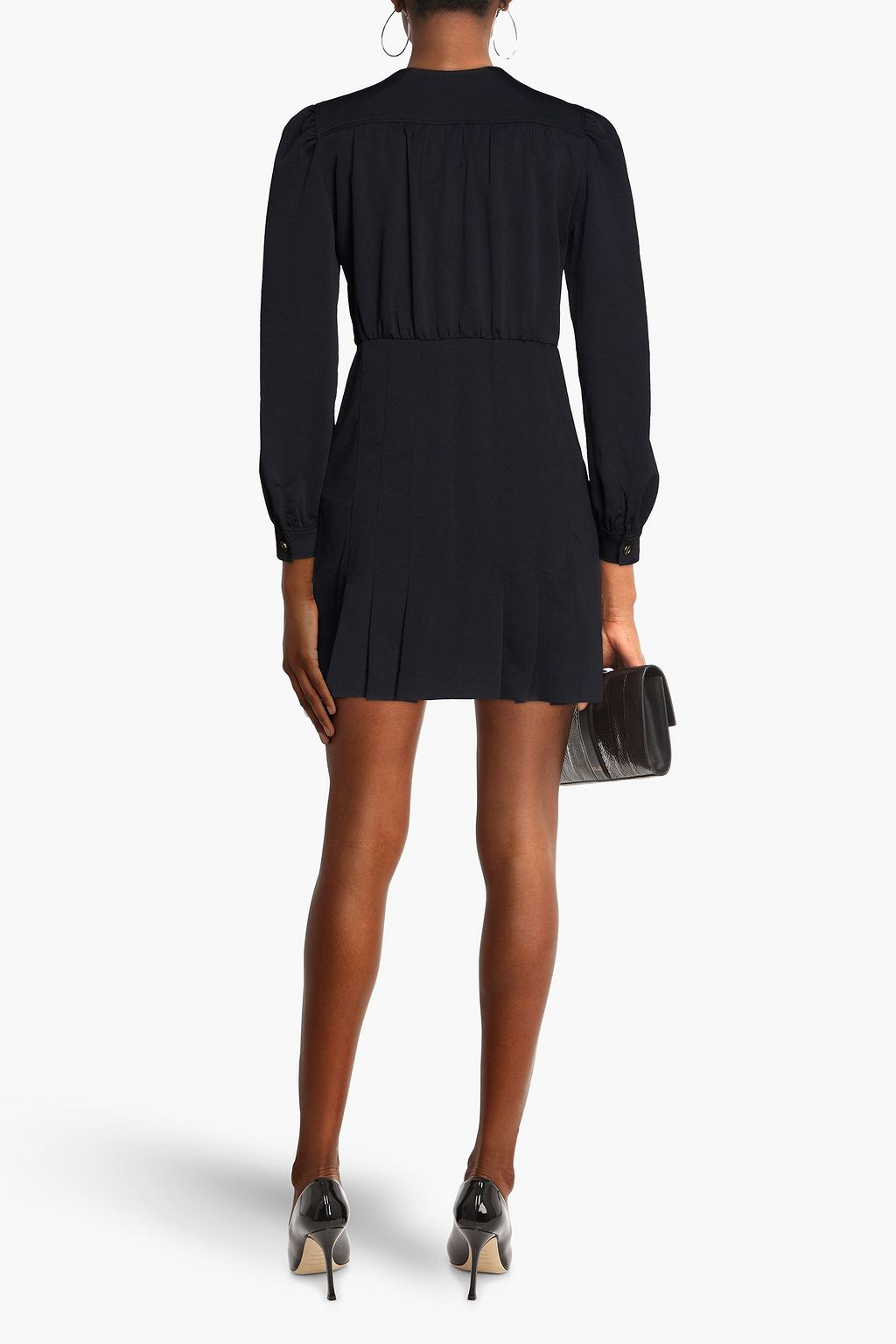 SANDRO Gathered twill mini dress