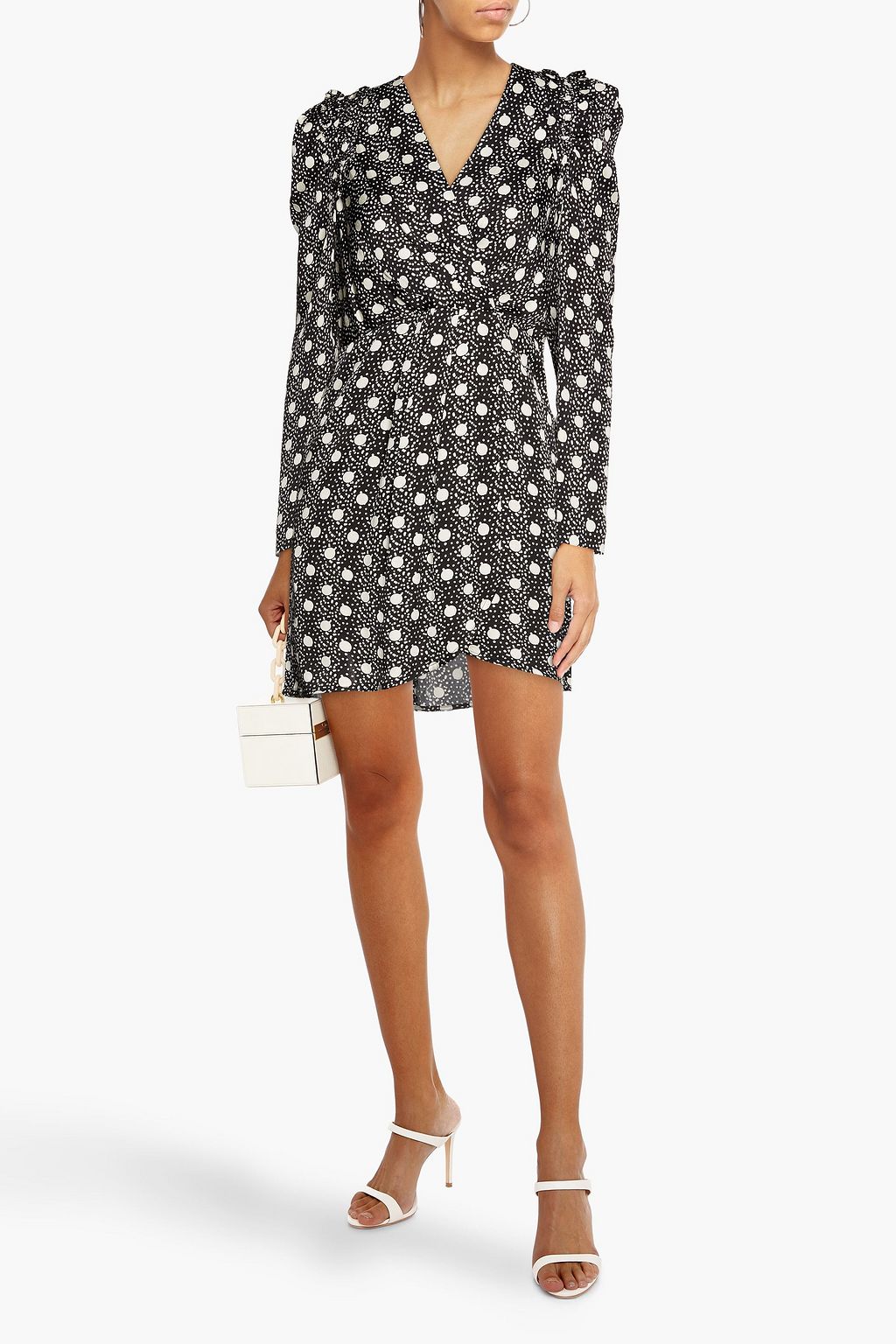 SANDRO Wrap-effect printed woven mini dress