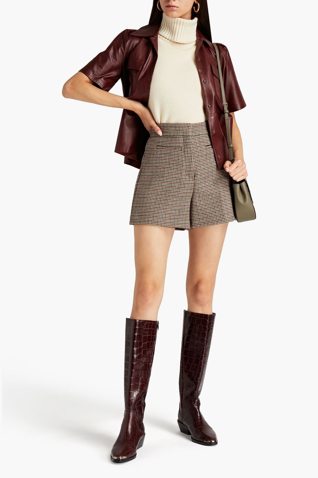 SANDRO Houndstooth tweed shorts