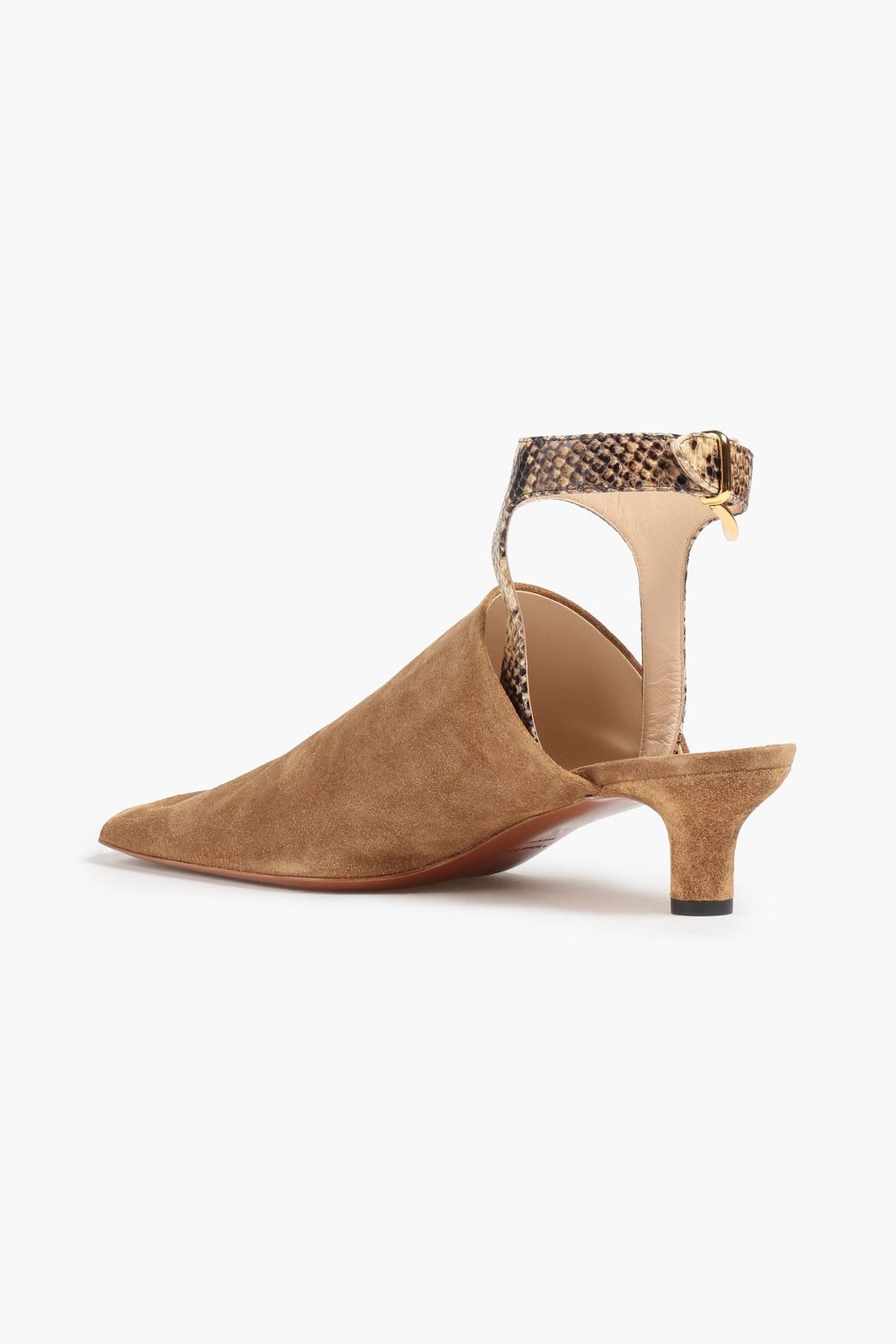 NANUSHKA Snake-effect leather and suede mules