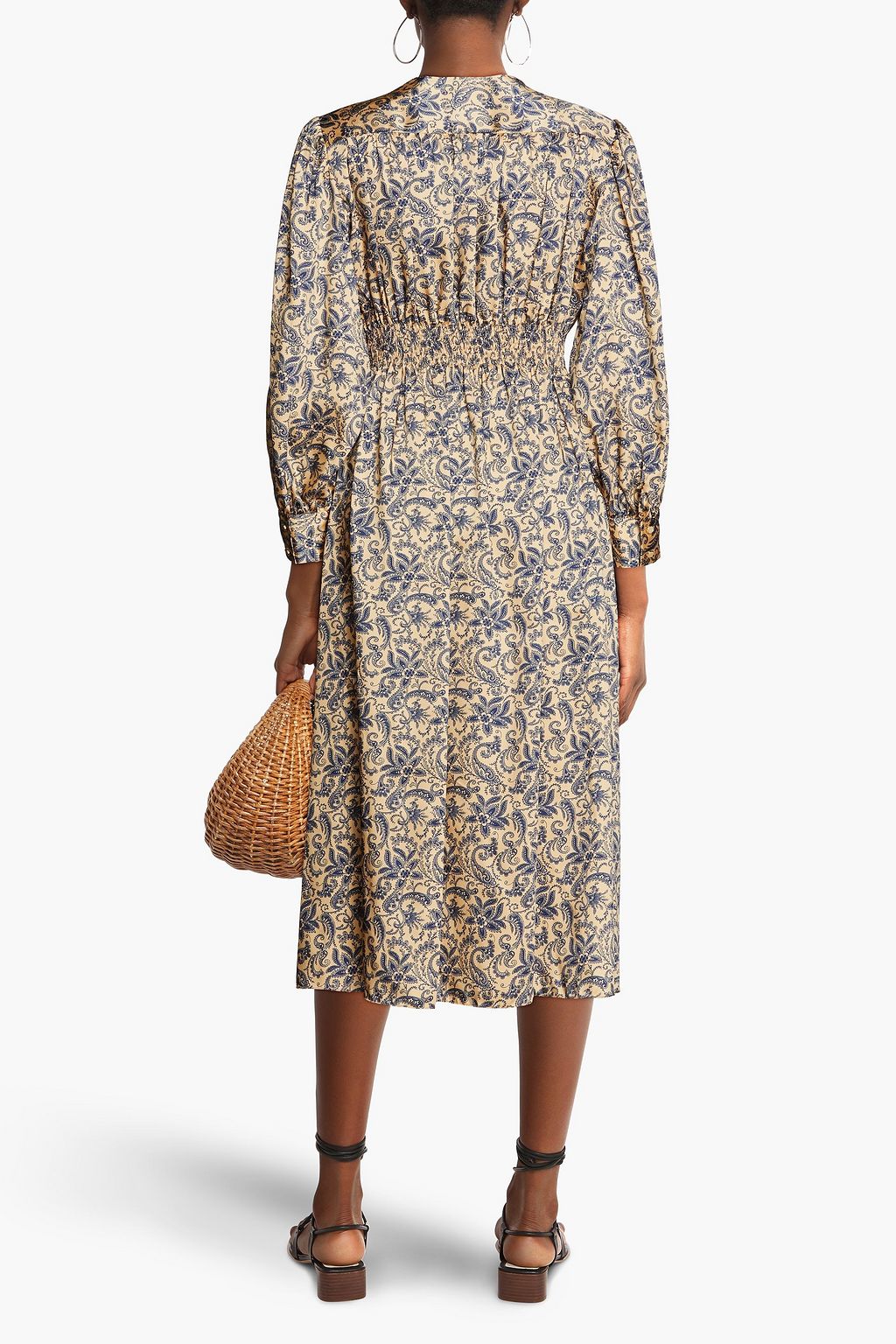 SANDRO Gathered paisley-print twill midi dress | Sale up to 70% off ...