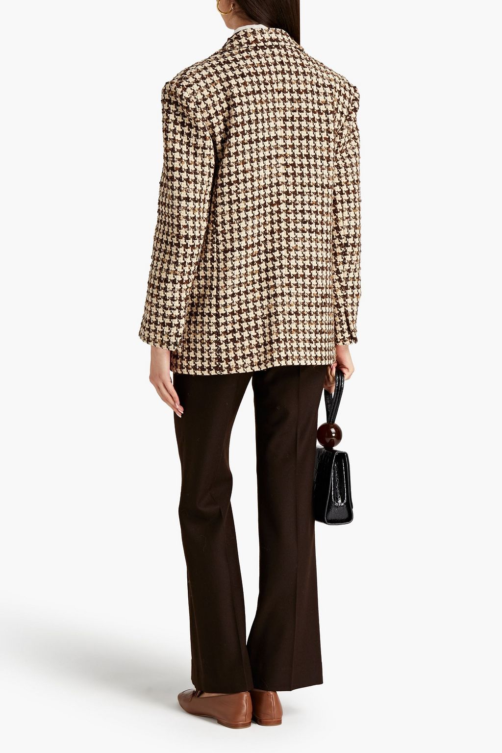 SANDRO Houndstooth bouclé-tweed blazer