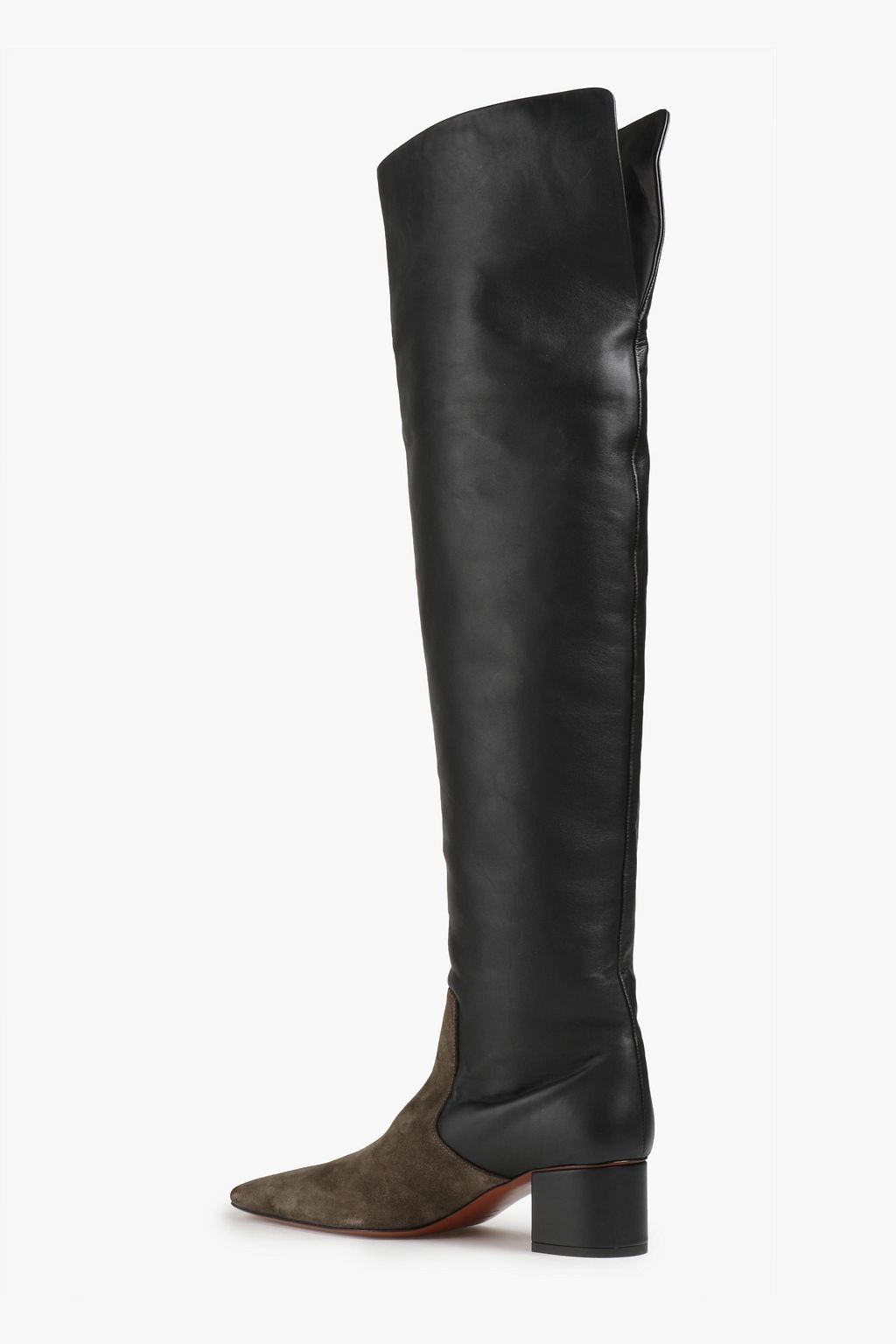 NANUSHKA Suedepaneled leather overtheknee boots THE