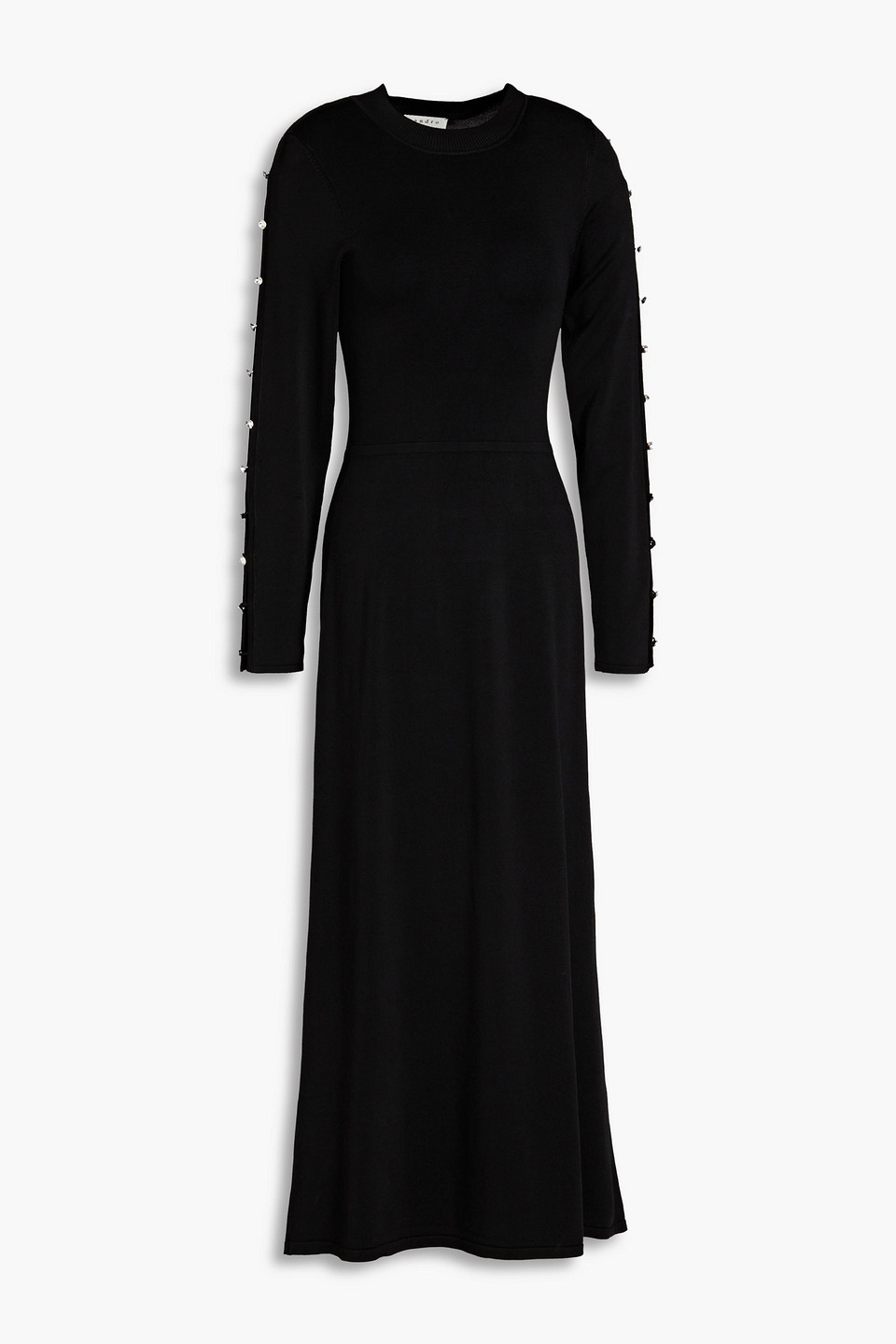 Sandro Button-embellished Cutout Jersey Midi Dress In Black