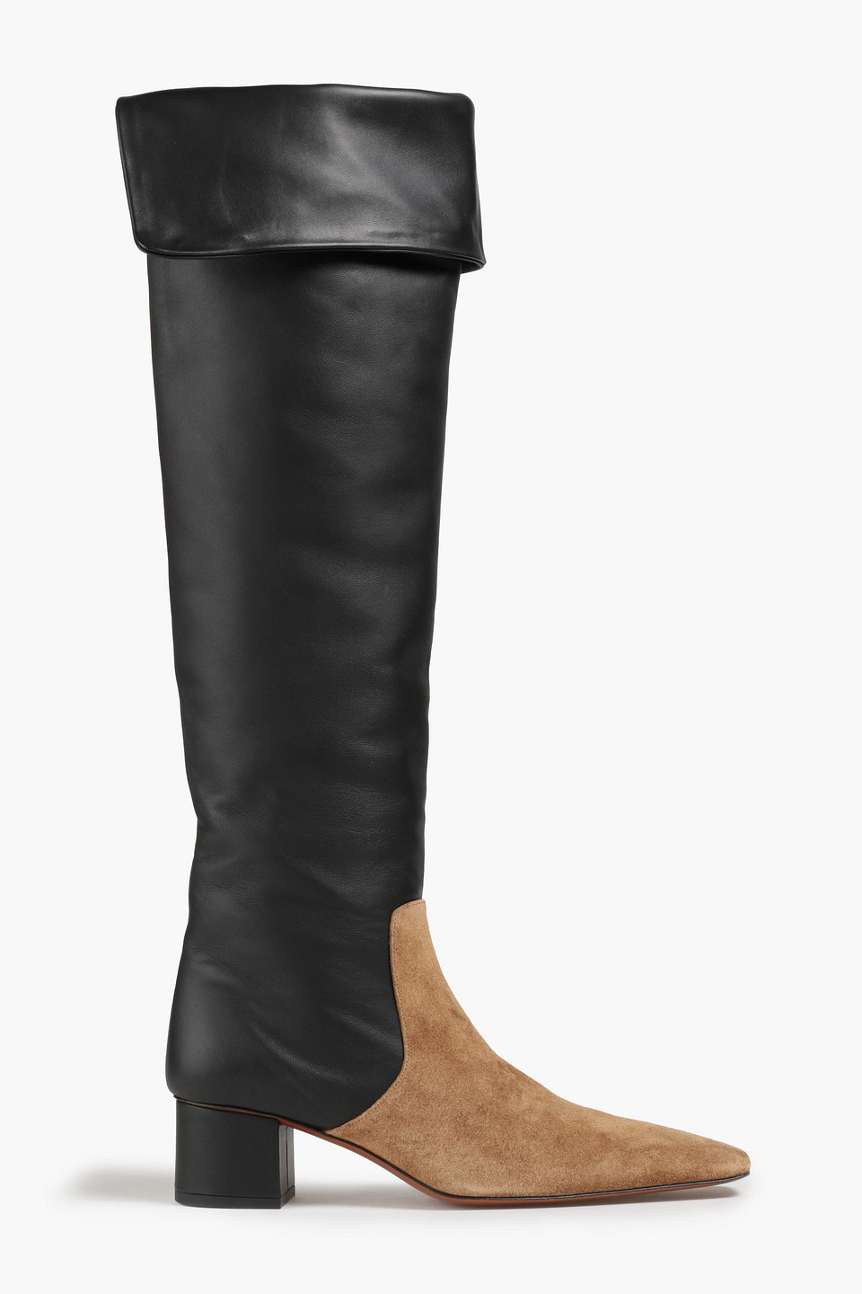 Nanushka Suede-paneled Leather Over-the-knee Boots In Black