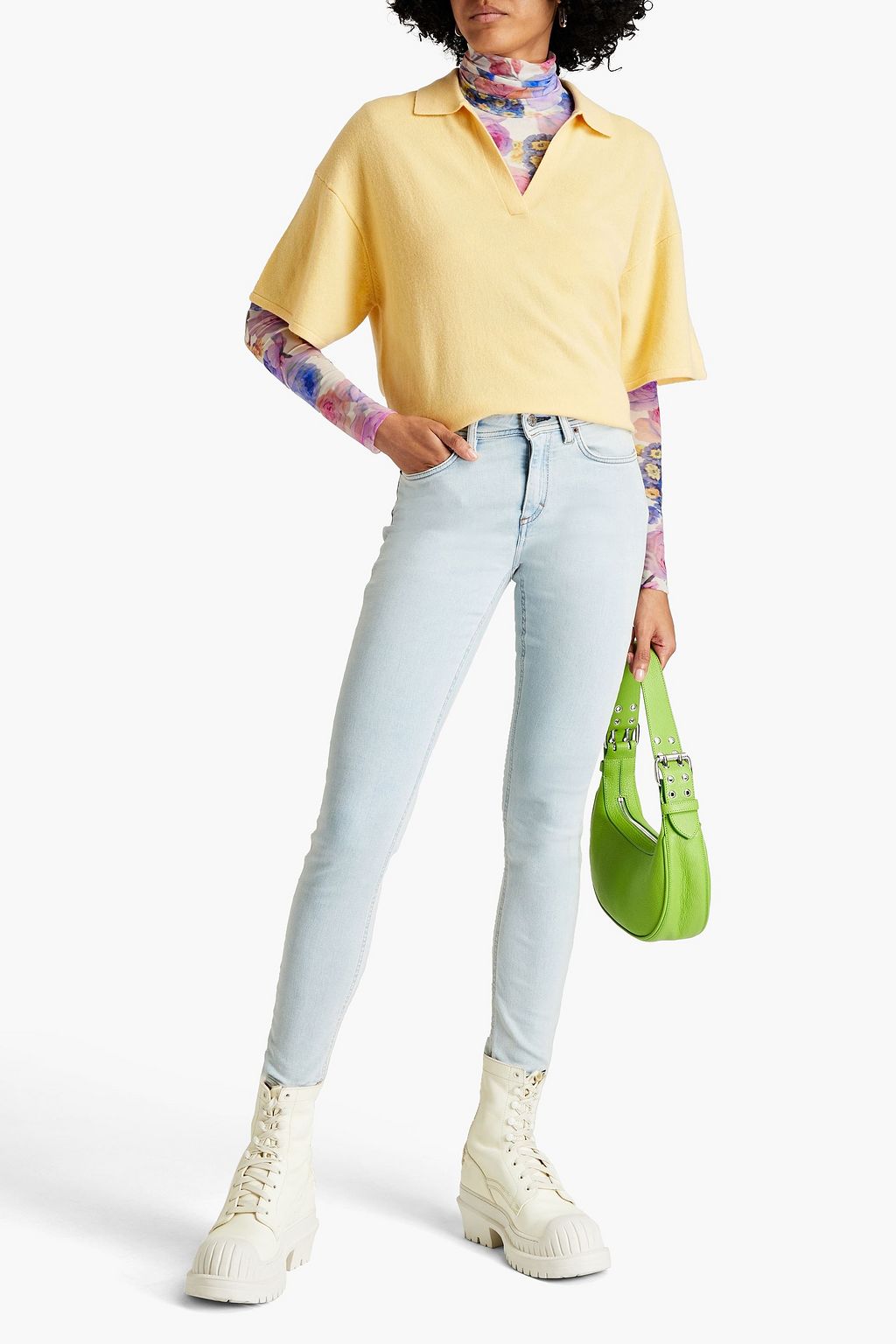 ACNE STUDIOS BLÅ KONST Climb tief sitzende Skinny Jeans in ausgewaschener Optik
