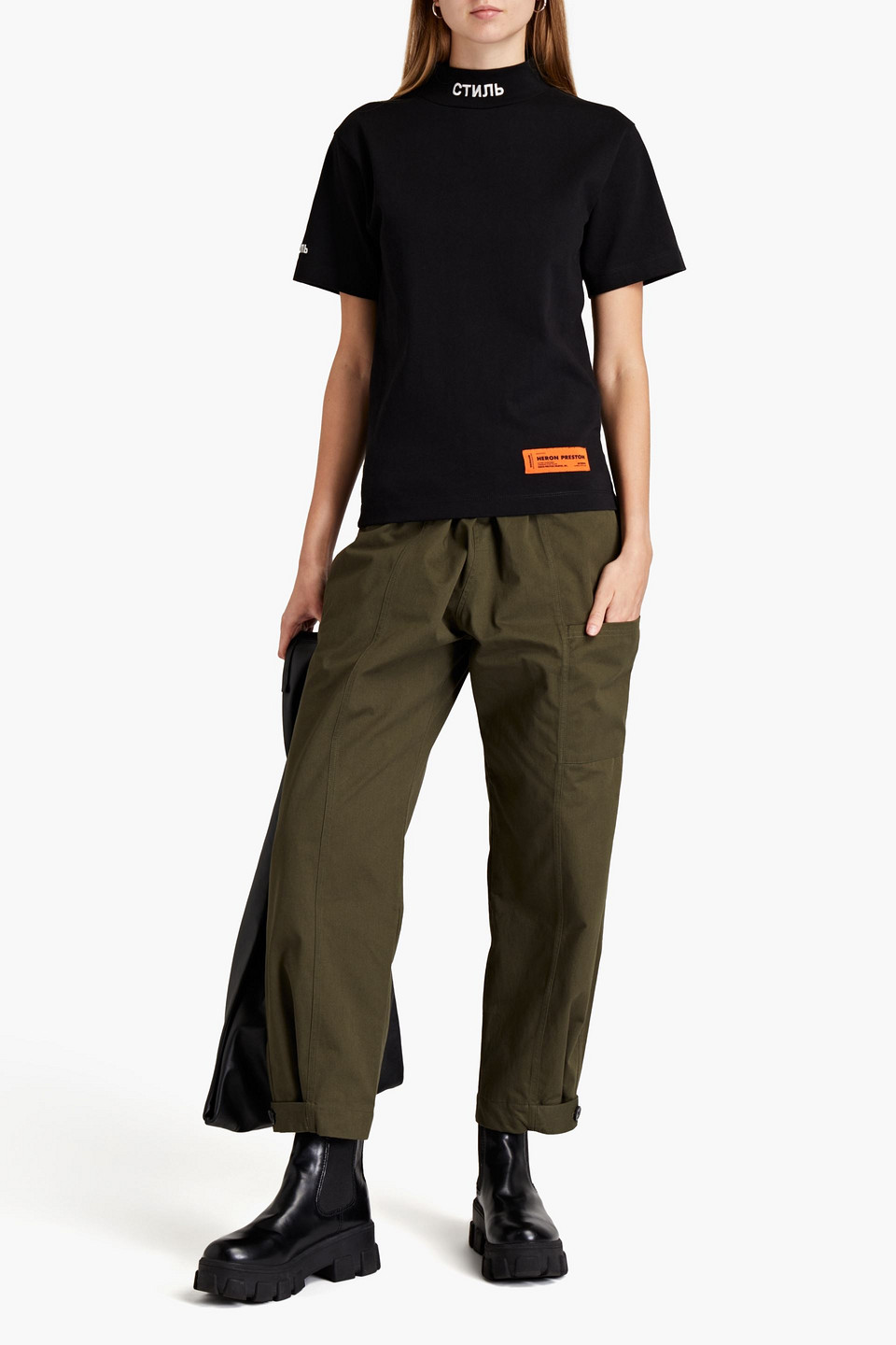 HERON PRESTON APPLIQUÉD EMBROIDERED COTTON-JERSEY T-SHIRT