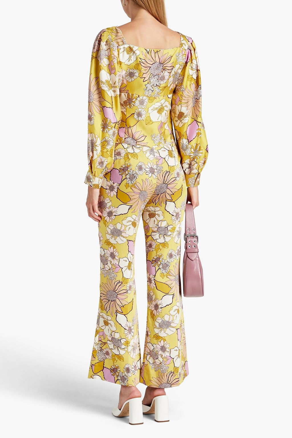 SANDRO Floral-print silk-twill top