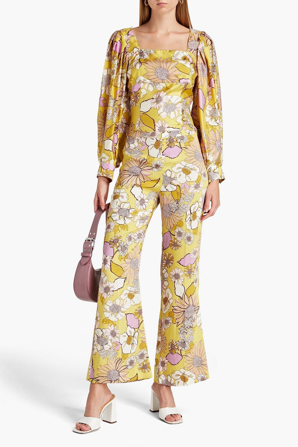SANDRO Floral-print silk-twill top