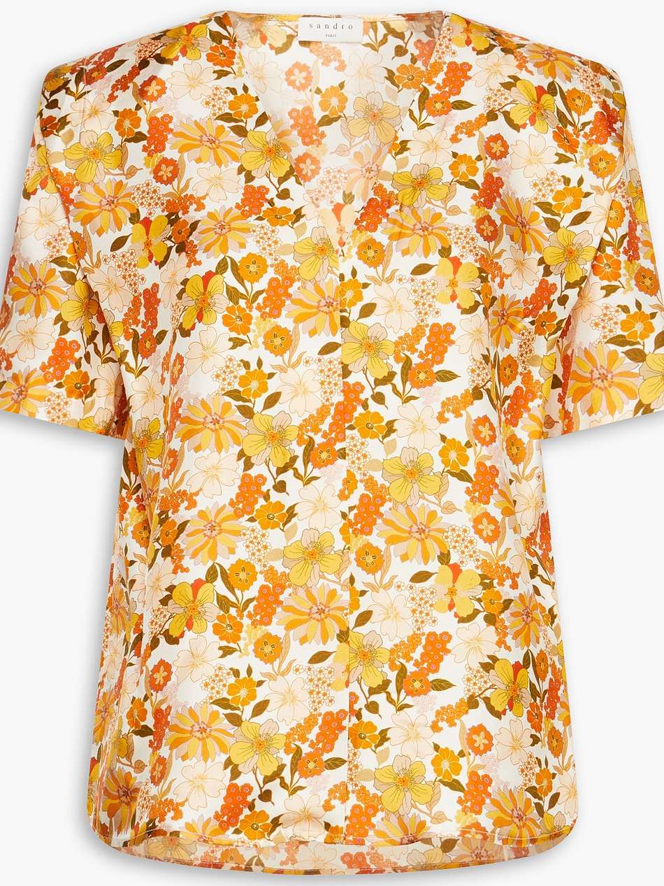 floral-print silk-twill blouse