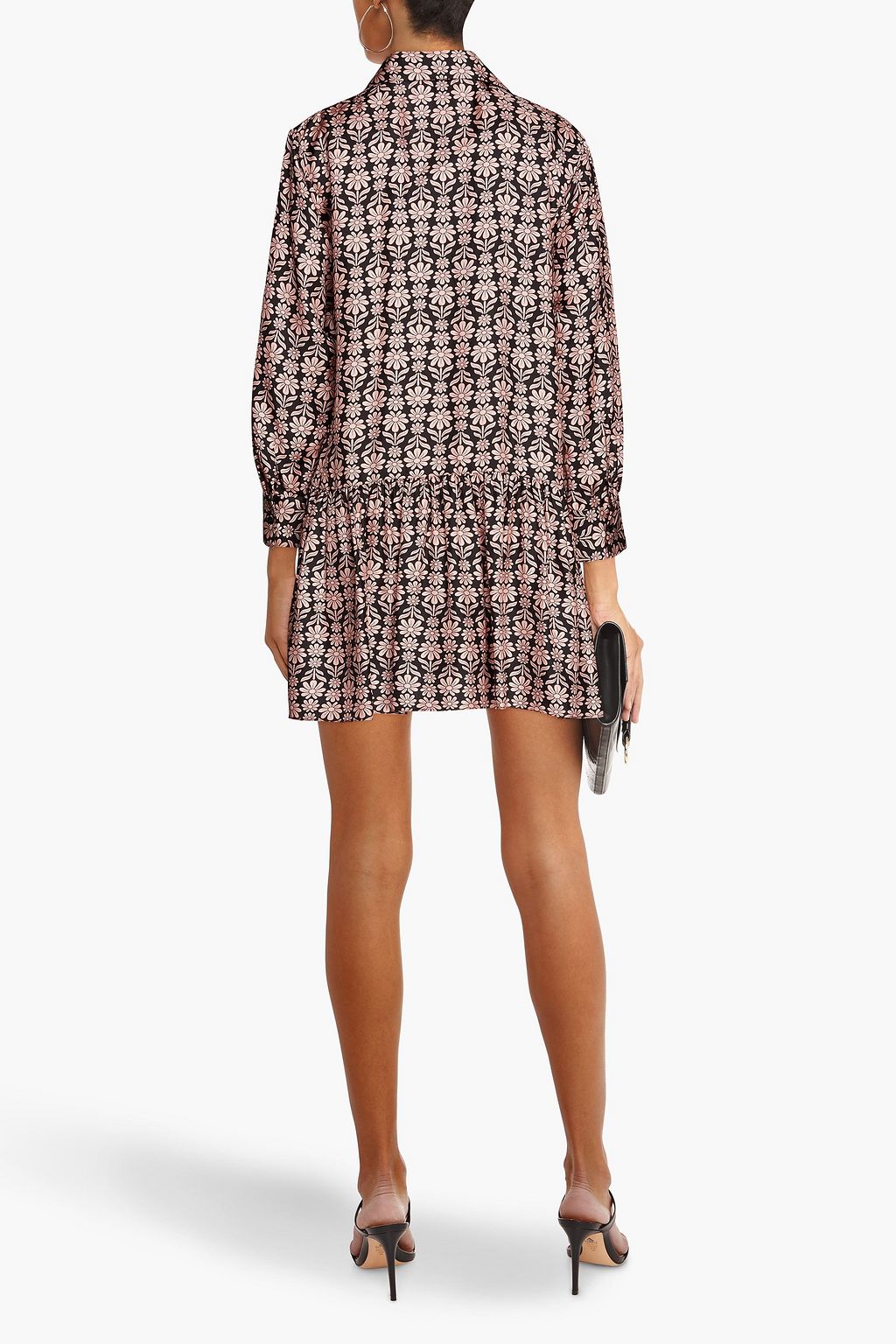 SANDRO Hemdkleid in Minilänge aus Seiden-Twill mit floralem Print