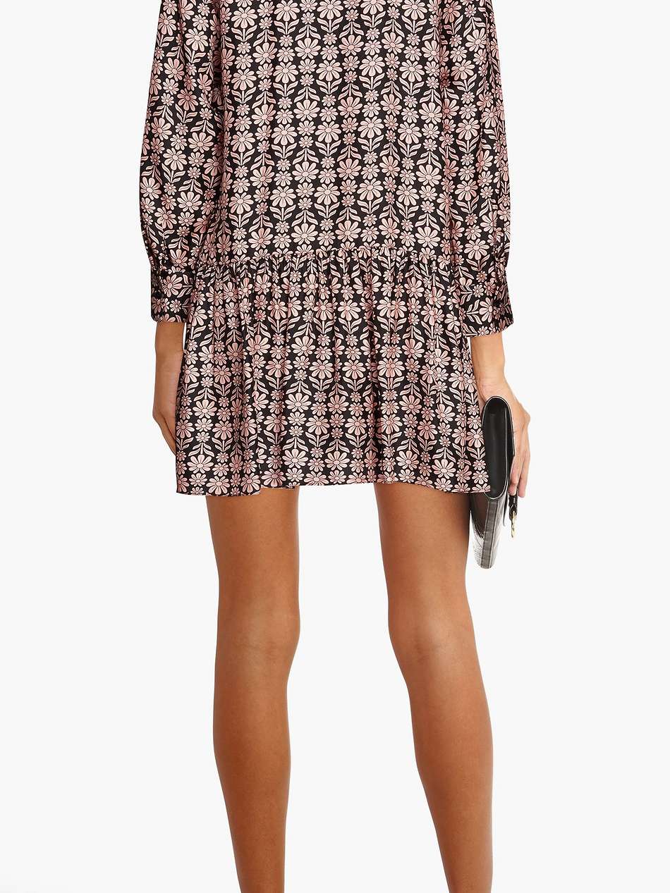 floral-print silk-twill mini shirt dress