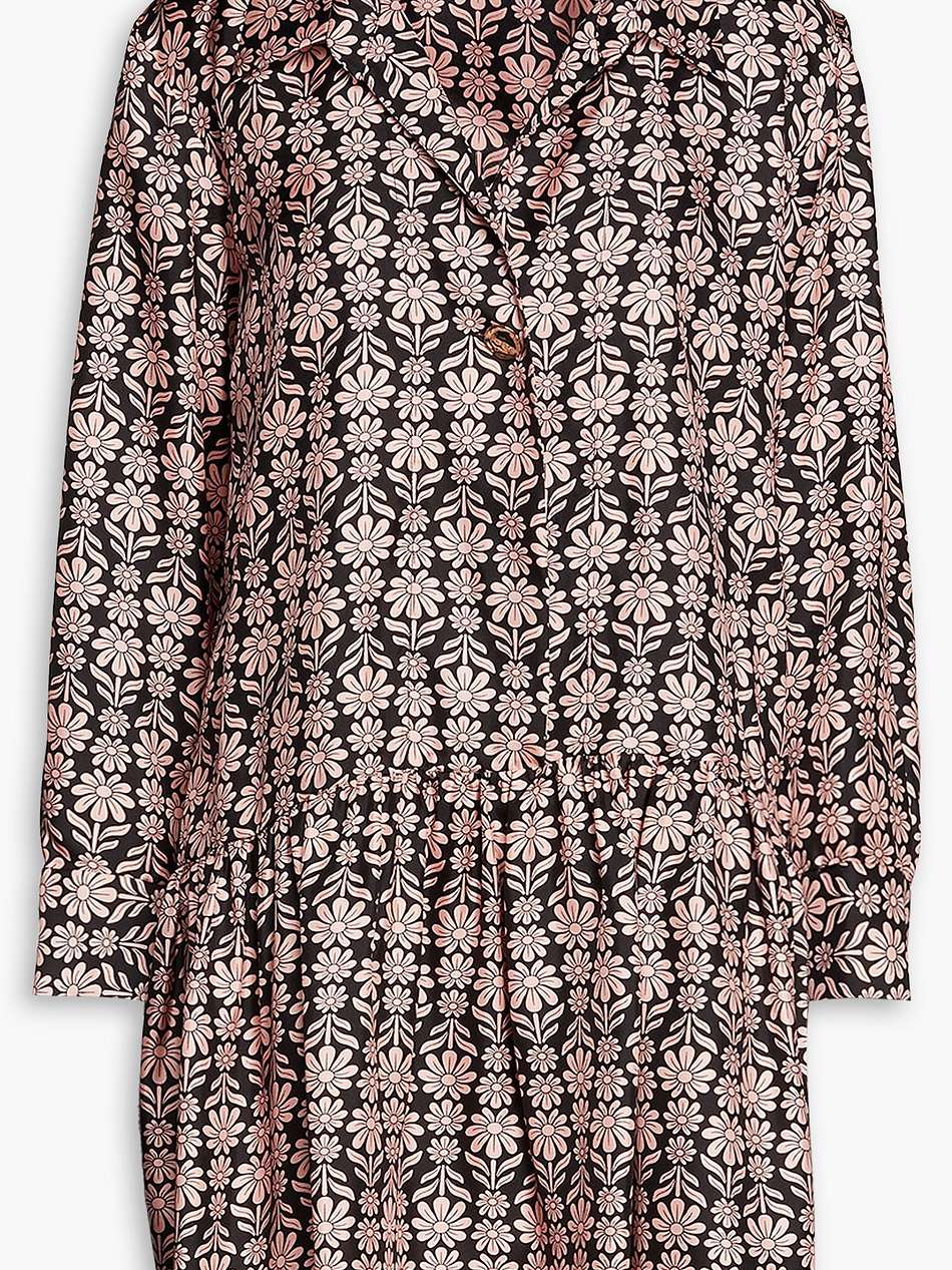 floral-print silk-twill mini shirt dress