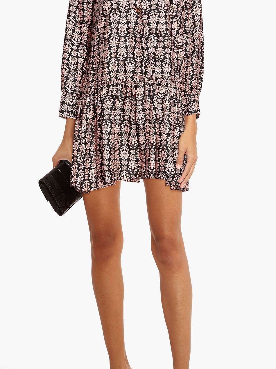 floral-print silk-twill mini shirt dress