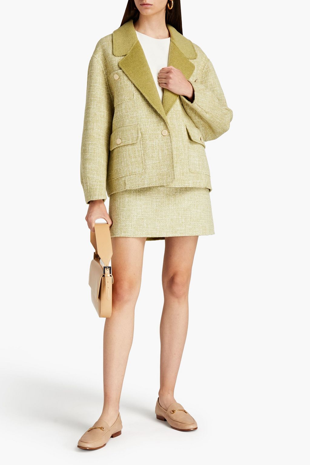 SANDRO Farah felt-trimmed wool-blend tweed jacket | THE OUTNET