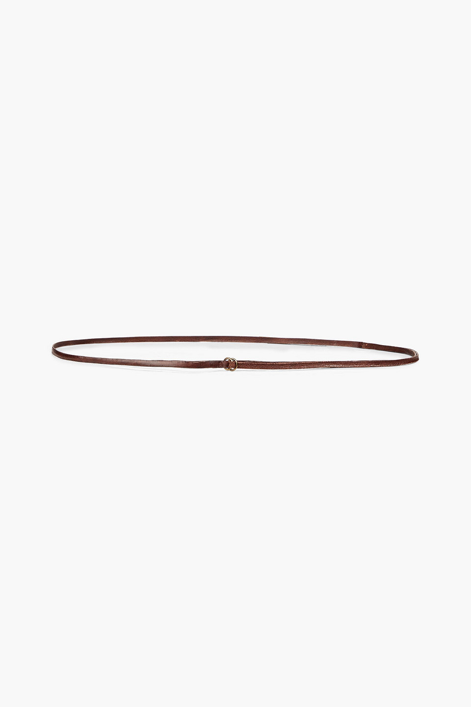 Valentino Garavani Distressed Leather Belt In Burgundy