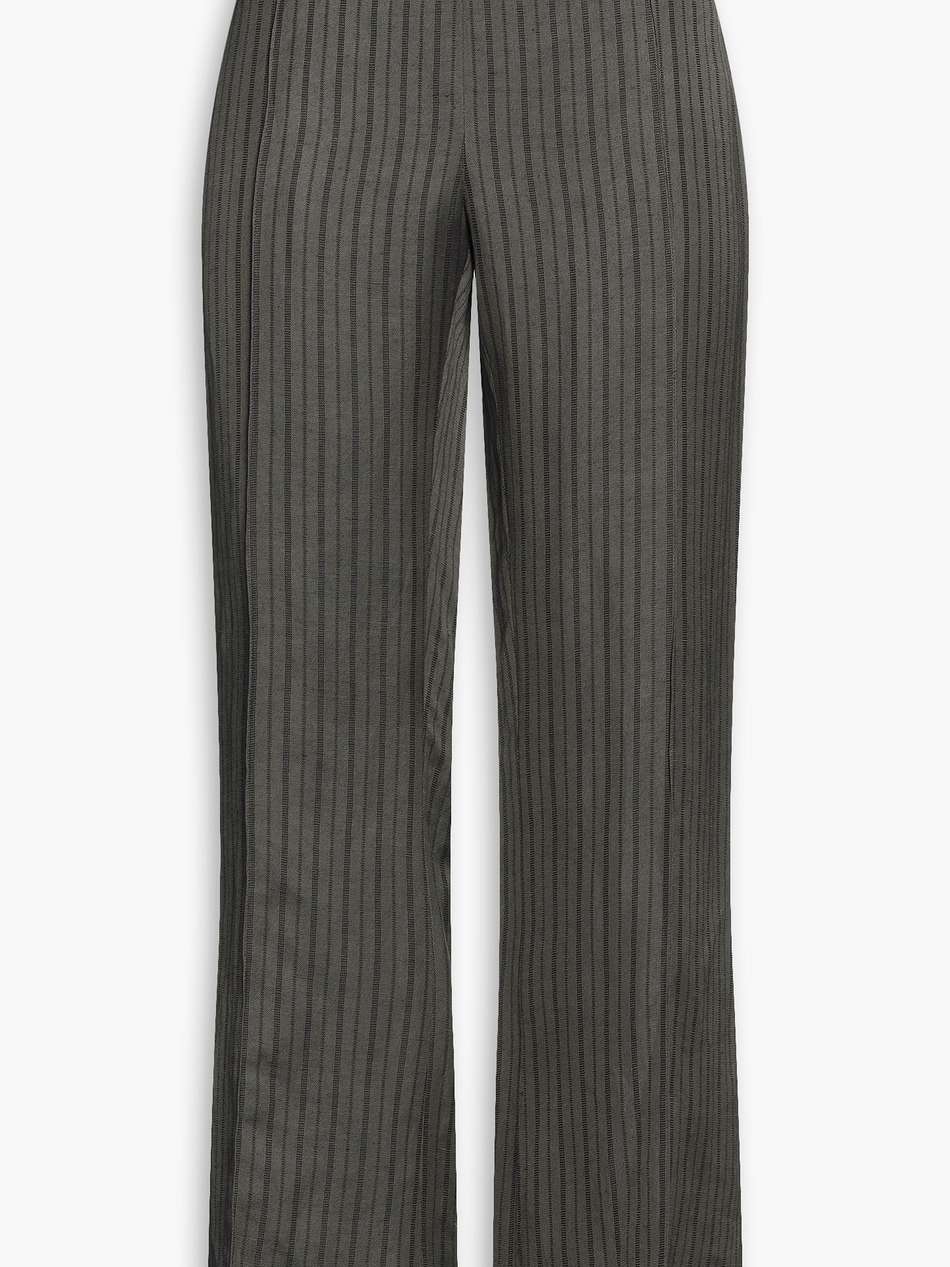striped linen-blend twill wide-leg pants