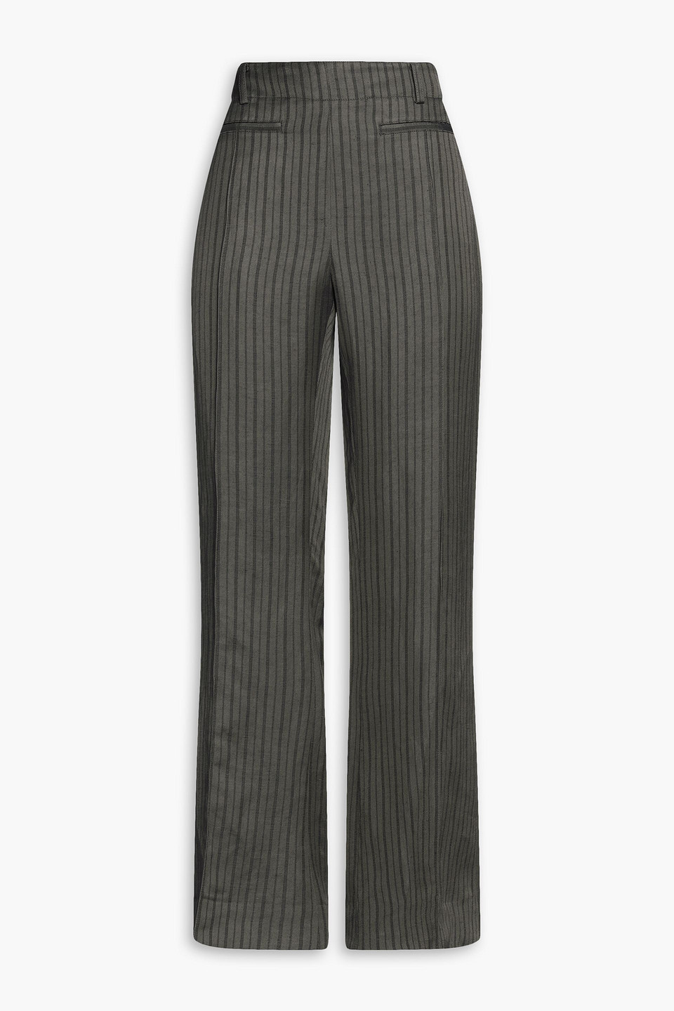 Striped linen-blend twill wide-leg pants