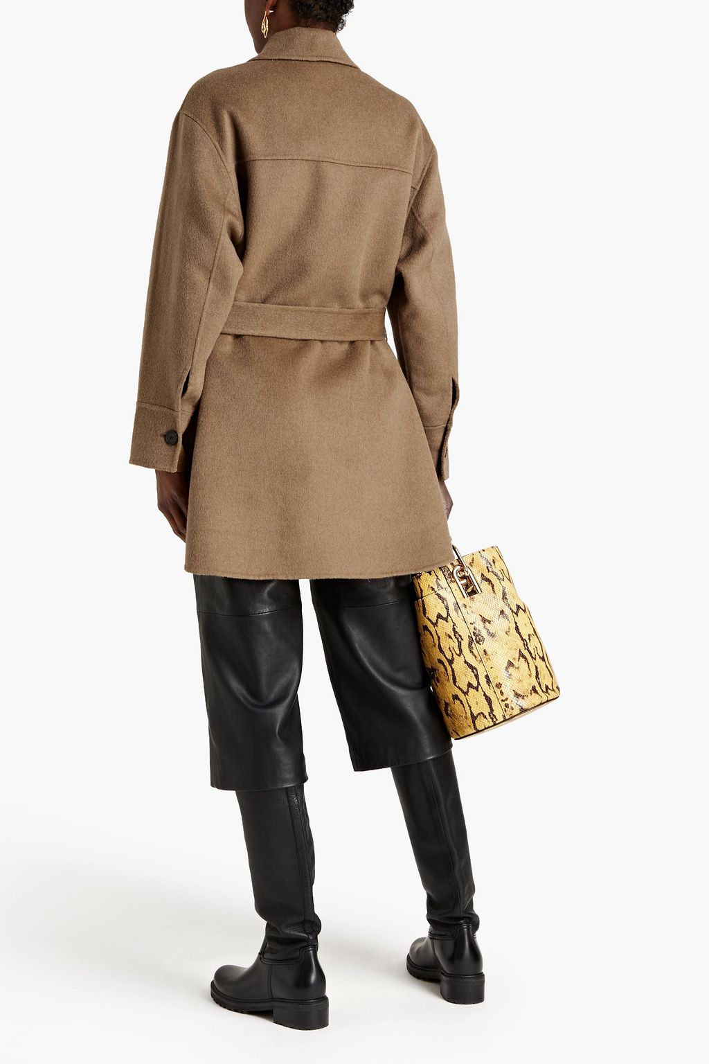 SANDRO Jenny belted brushed wool-felt coat