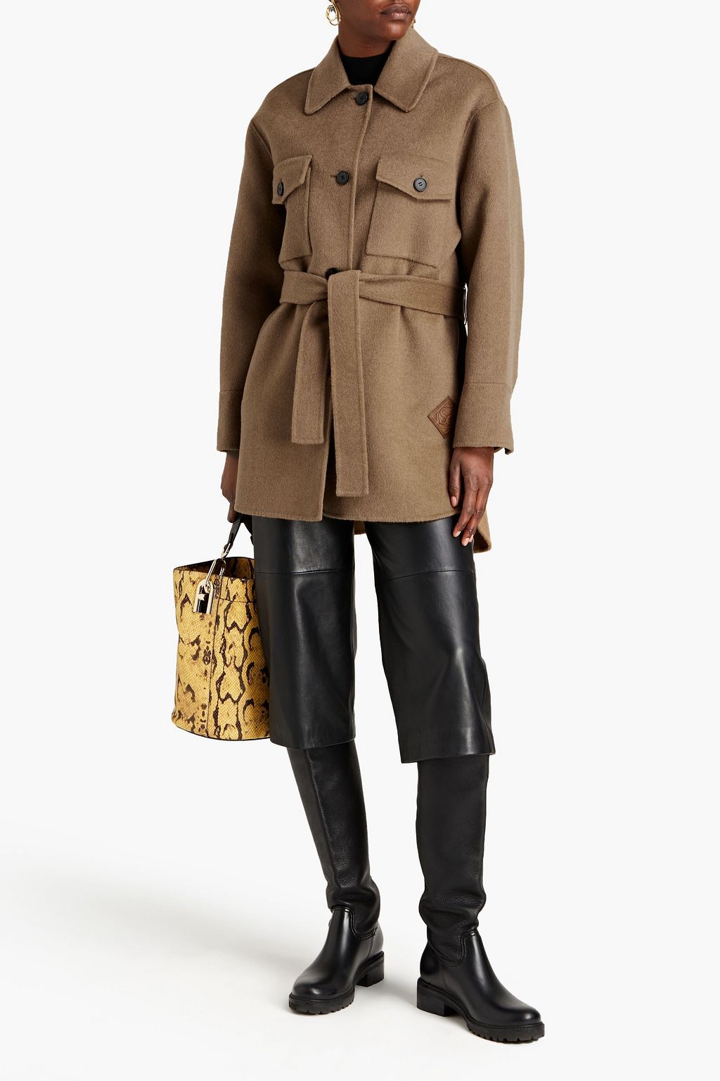 SANDRO Jenny belted brushed wool-felt coat