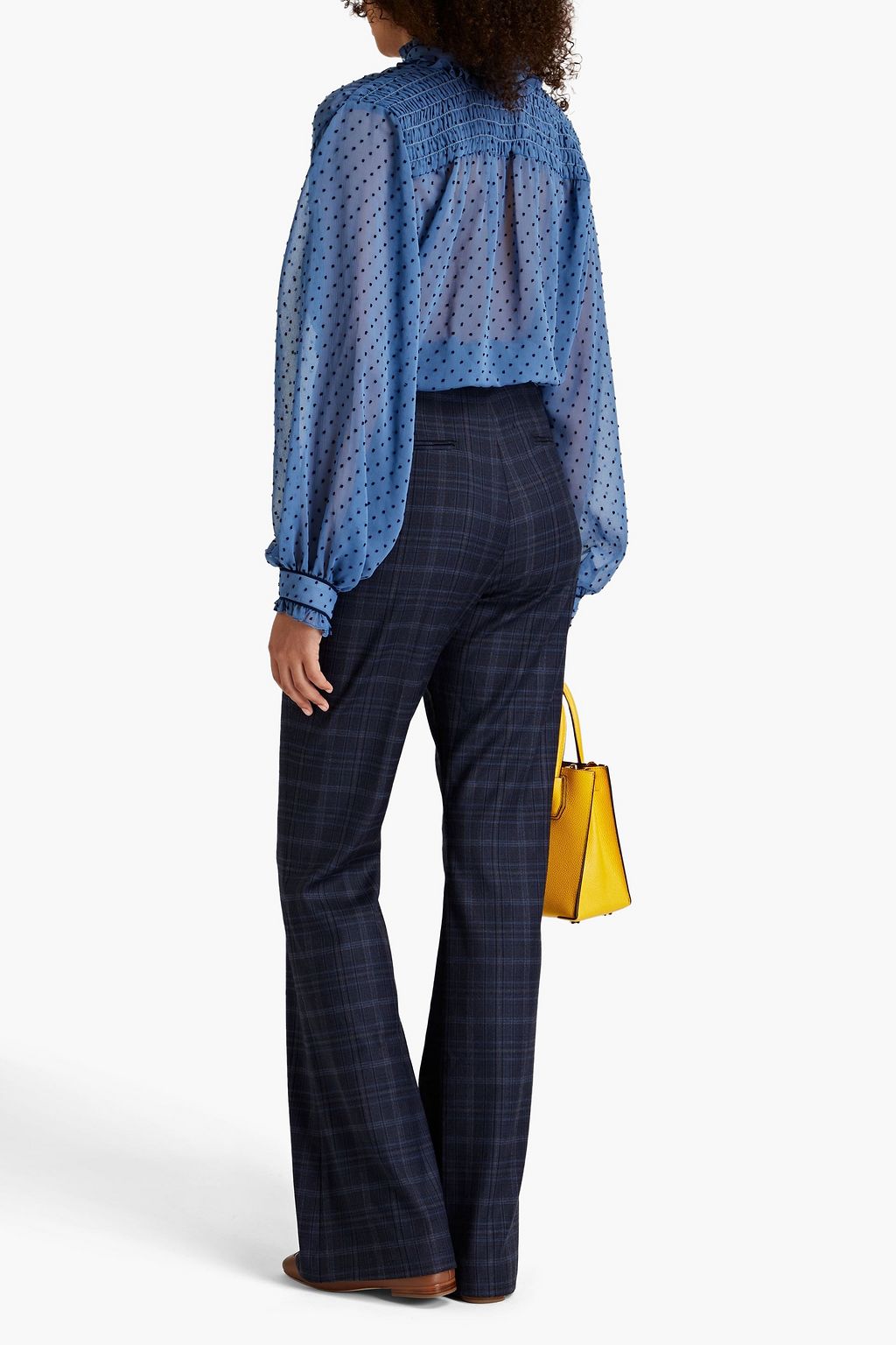 SANDRO Shirred Swiss-dot  blouse