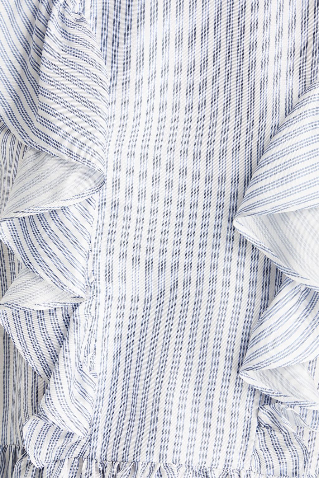 SANDRO Ruffled striped silk-twill blouse