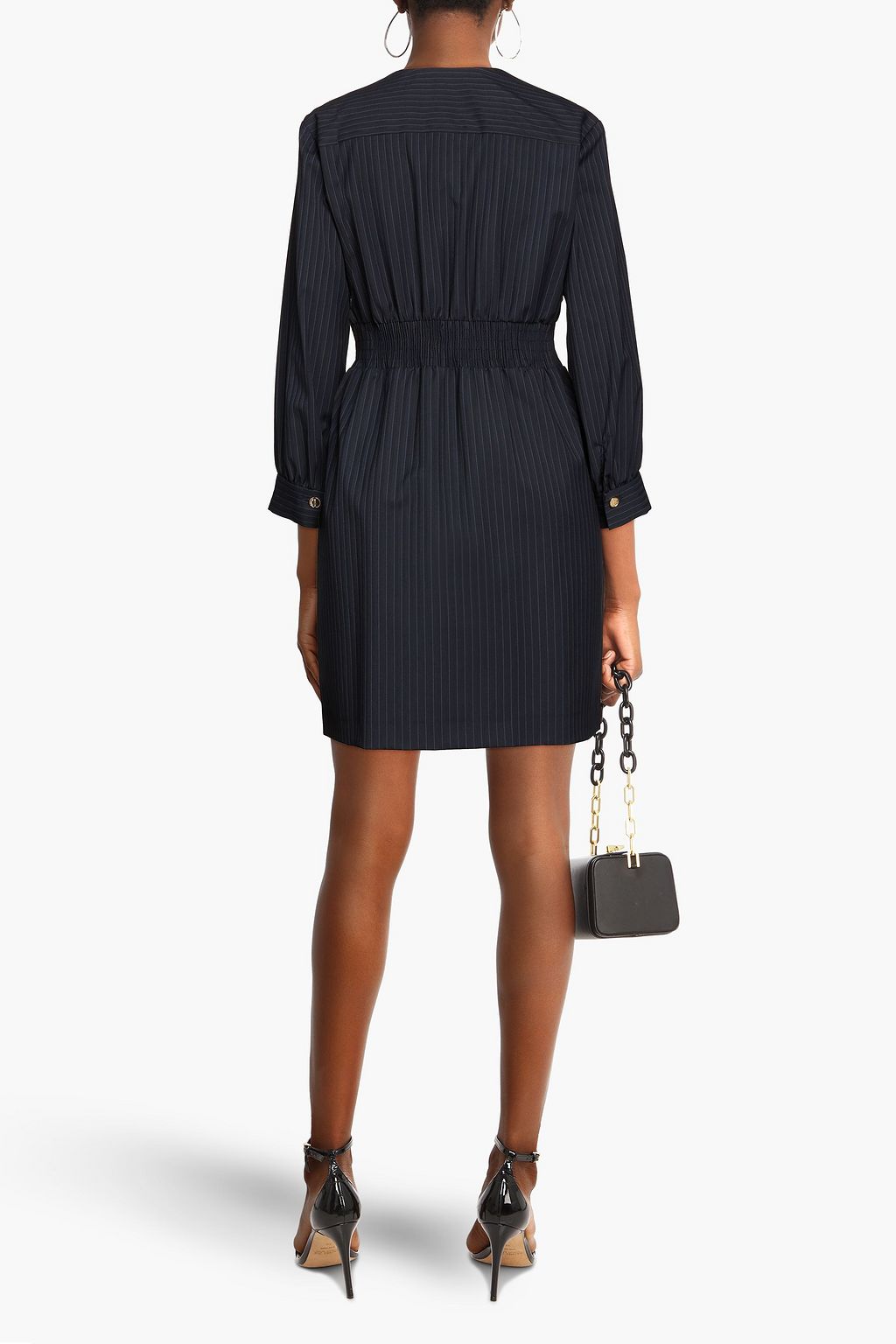 SANDRO Double-breasted pinstriped twill mini dress