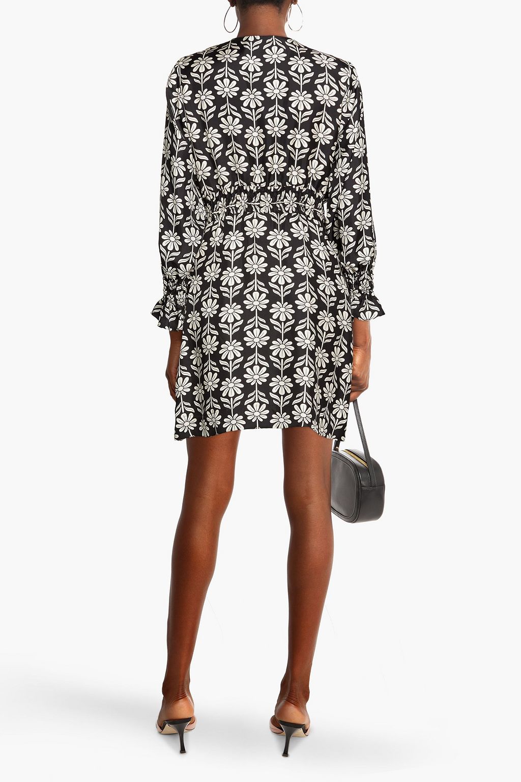 SANDRO Floral-print silk-twill mini dress