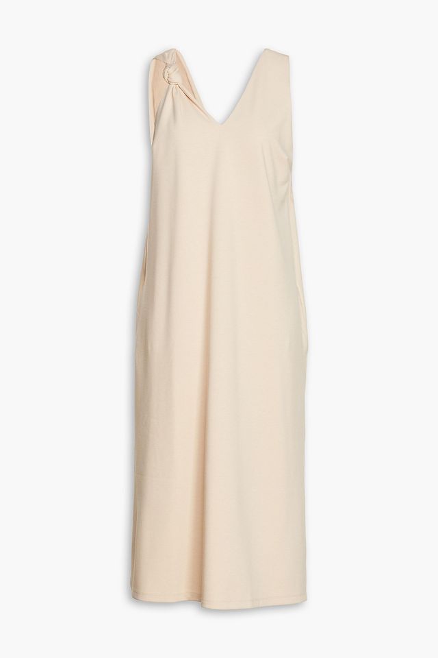 Knotted jersey midi dress